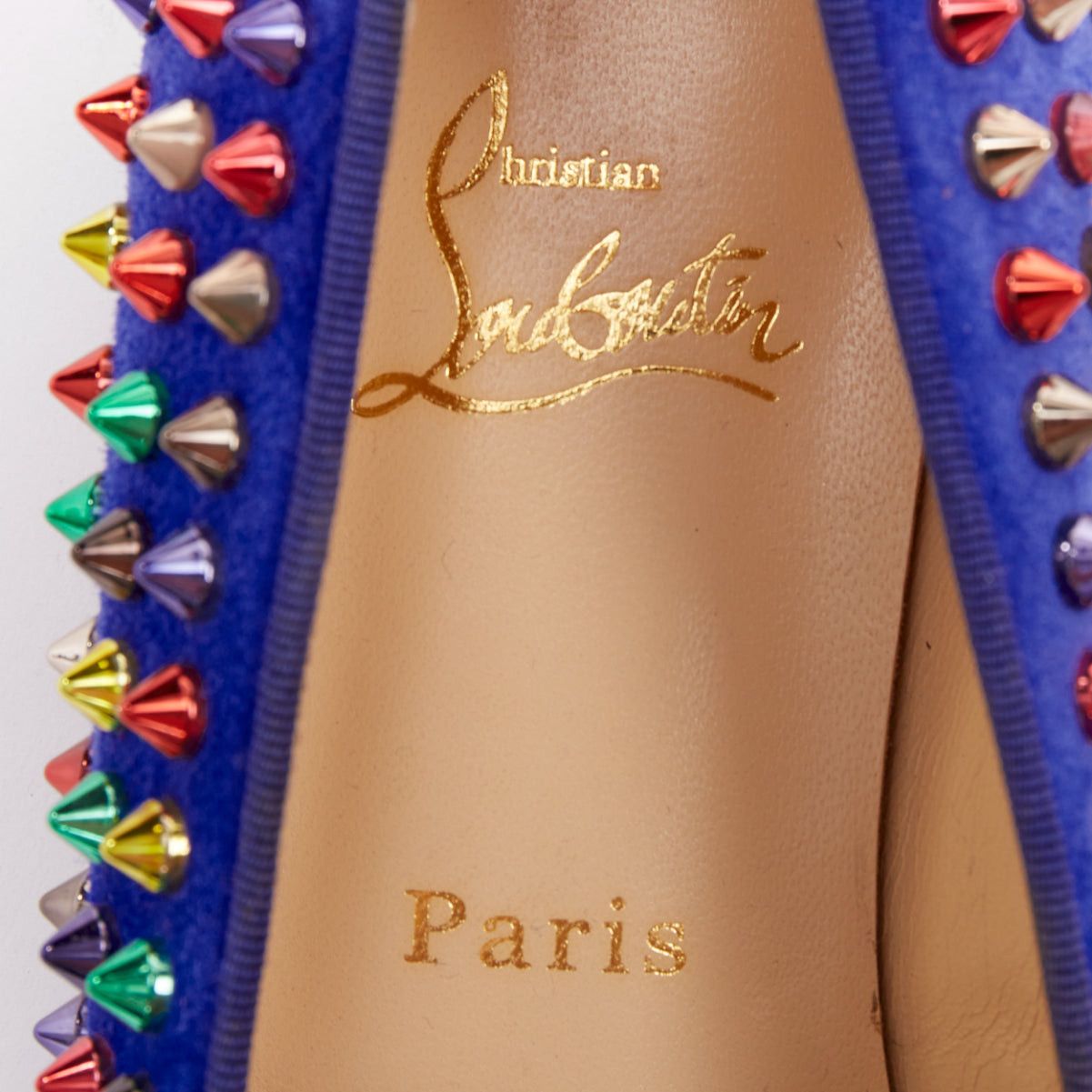 Christian Louboutin CHRISTIAN LOUBOUTIN Dandy Pik Pik Flat blue suede multicolor spike stud flats EU37 Size US 7 / IT 37 - 9 Thumbnail
