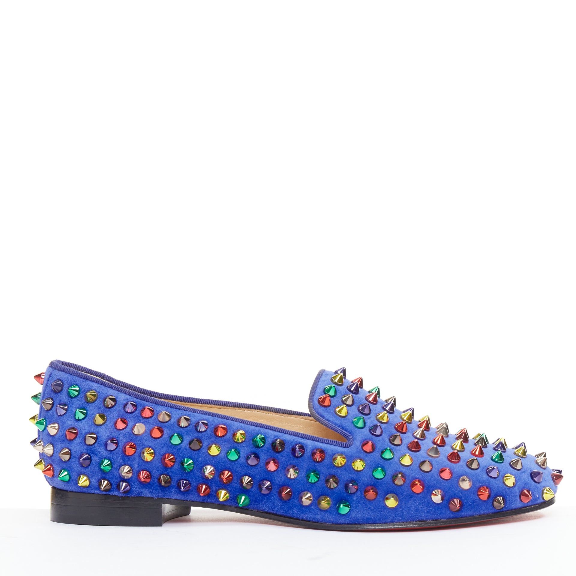Christian Louboutin CHRISTIAN LOUBOUTIN Dandy Pik Pik Flat blue suede multicolor spike stud flats EU37 Size US 7 / IT 37 - 2 Thumbnail