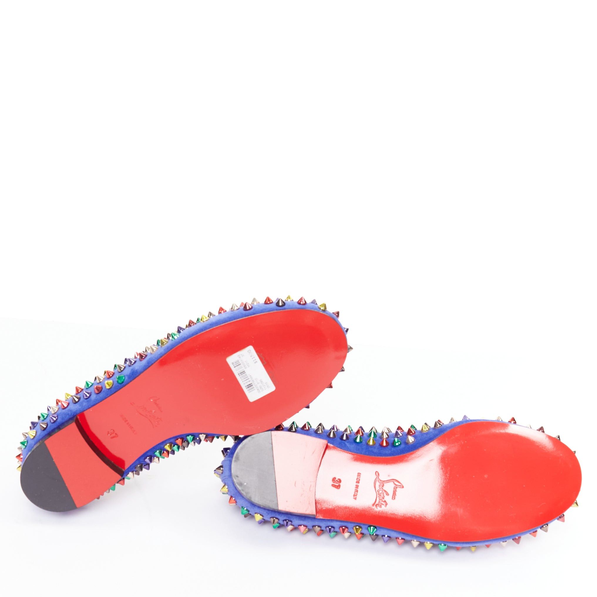 Christian Louboutin CHRISTIAN LOUBOUTIN Dandy Pik Pik Flat blue suede multicolor spike stud flats EU37 Size US 7 / IT 37 - 11 Thumbnail