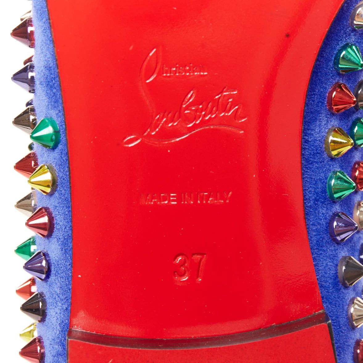Christian Louboutin CHRISTIAN LOUBOUTIN Dandy Pik Pik Flat blue suede multicolor spike stud flats EU37 Size US 7 / IT 37 - 10 Thumbnail