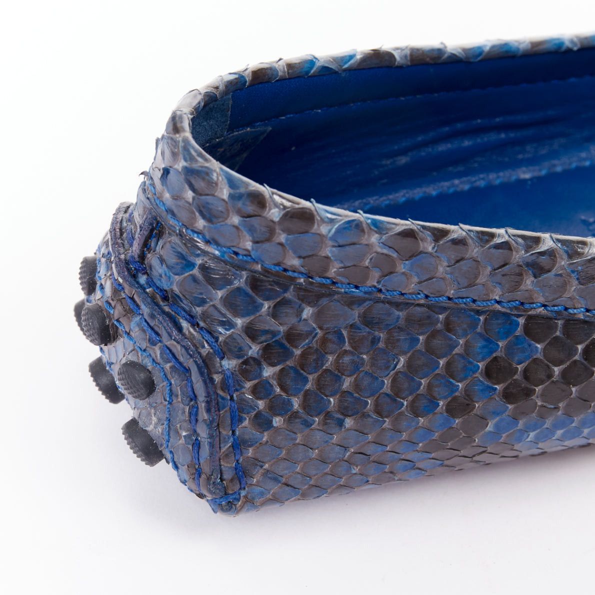 Louis Vuitton LOUIS VUITTON Dauphine blue polished snake leather gold LV logo loafers EU37 Size US 7 / IT 37 - 8 Thumbnail