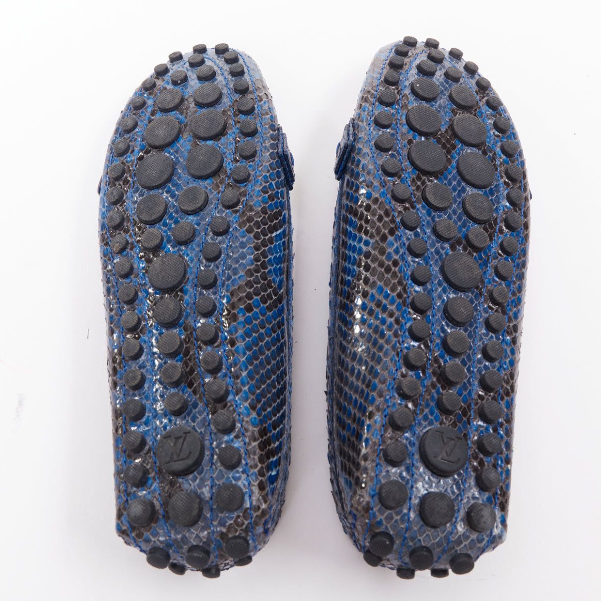 Louis Vuitton LOUIS VUITTON Dauphine blue polished snake leather gold LV logo loafers EU37 Size US 7 / IT 37 - 11 Thumbnail