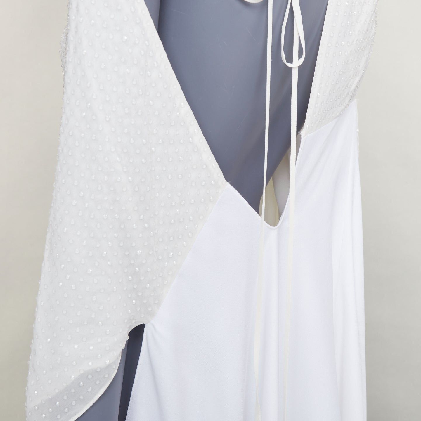 Salvatore Ferragamo FERRAGAMO Maximilian Davis 2023 Bridal Final Look optic white crystal draped asymmetric gown IT40 S Size S / US 4 / IT 40 - 7 Thumbnail