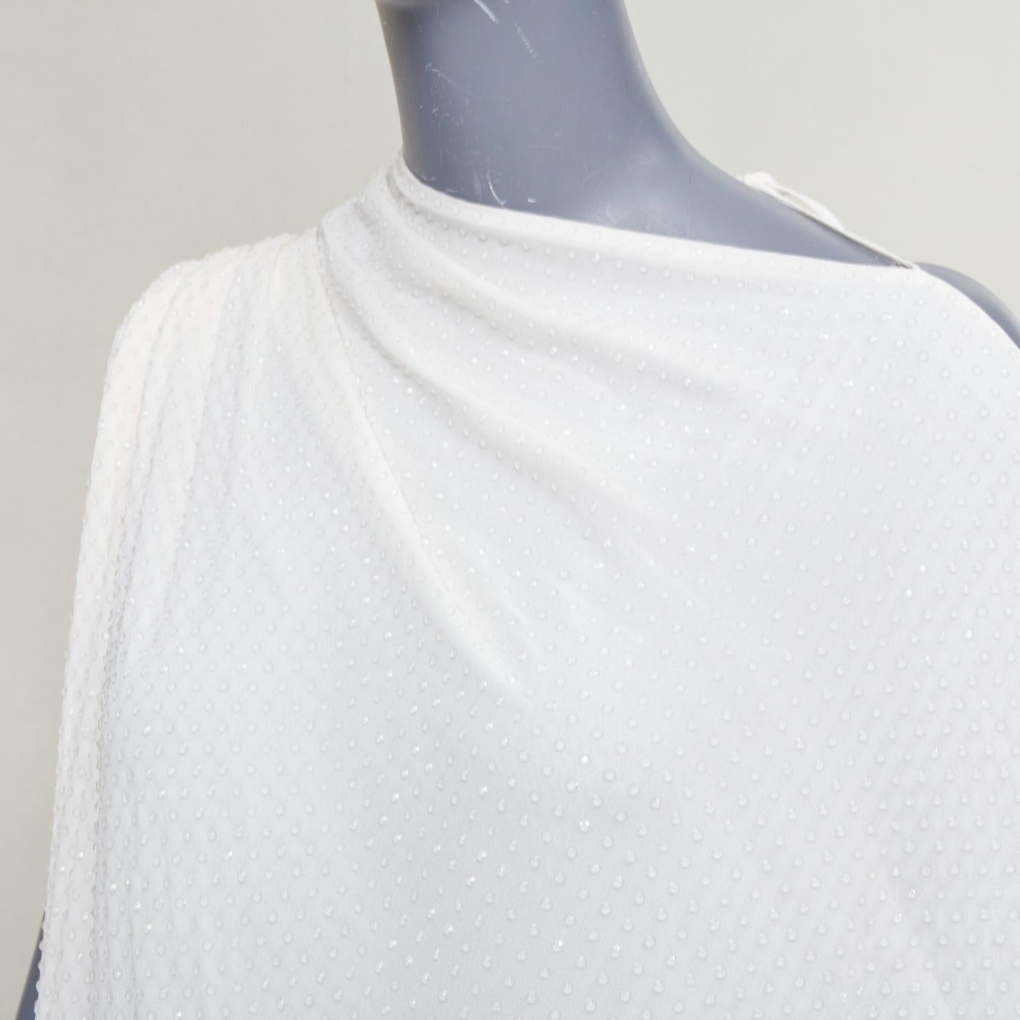 Salvatore Ferragamo FERRAGAMO Maximilian Davis 2023 Bridal Final Look optic white crystal draped asymmetric gown IT40 S Size S / US 4 / IT 40 - 9 Thumbnail