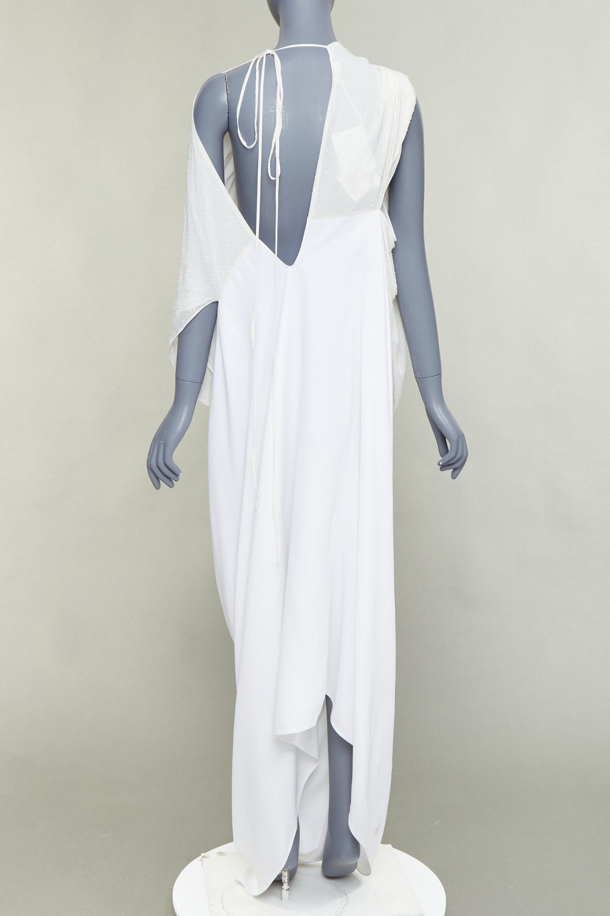 Salvatore Ferragamo FERRAGAMO Maximilian Davis 2023 Bridal Final Look optic white crystal draped asymmetric gown IT40 S Size S / US 4 / IT 40 - 5 Thumbnail