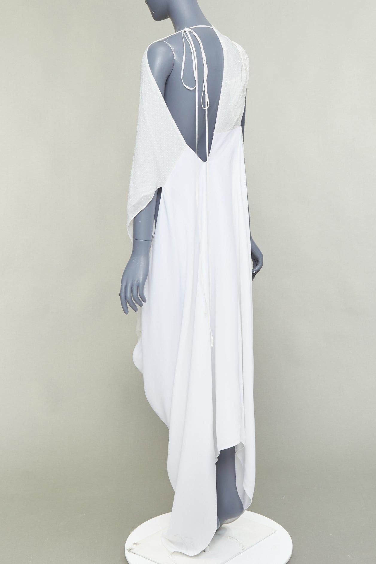 Salvatore Ferragamo FERRAGAMO Maximilian Davis 2023 Bridal Final Look optic white crystal draped asymmetric gown IT40 S Size S / US 4 / IT 40 - 6 Thumbnail