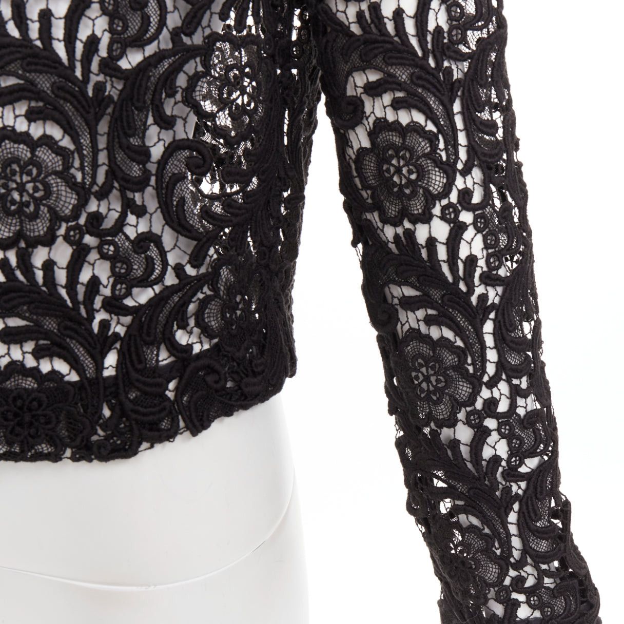 Prada rare PRADA 2008 Vintage black 3D guipure sheer lace cropped jacket IT40 S Size S / US 4 / IT 40 - 7 Thumbnail