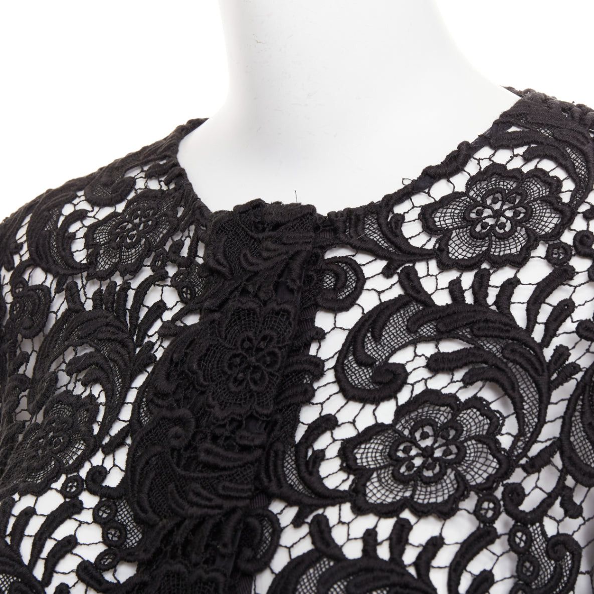 Prada rare PRADA 2008 Vintage black 3D guipure sheer lace cropped jacket IT40 S Size S / US 4 / IT 40 - 2 Thumbnail