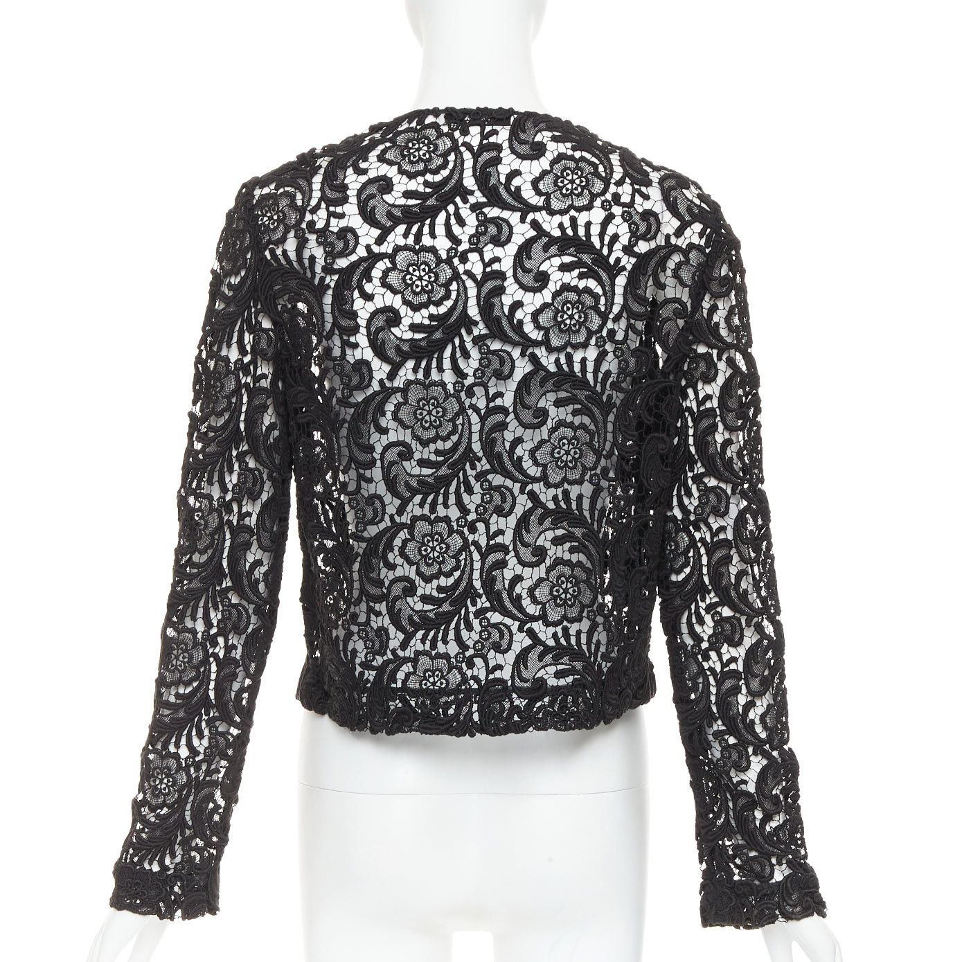 Prada rare PRADA 2008 Vintage black 3D guipure sheer lace cropped jacket IT40 S Size S / US 4 / IT 40 - 5 Thumbnail