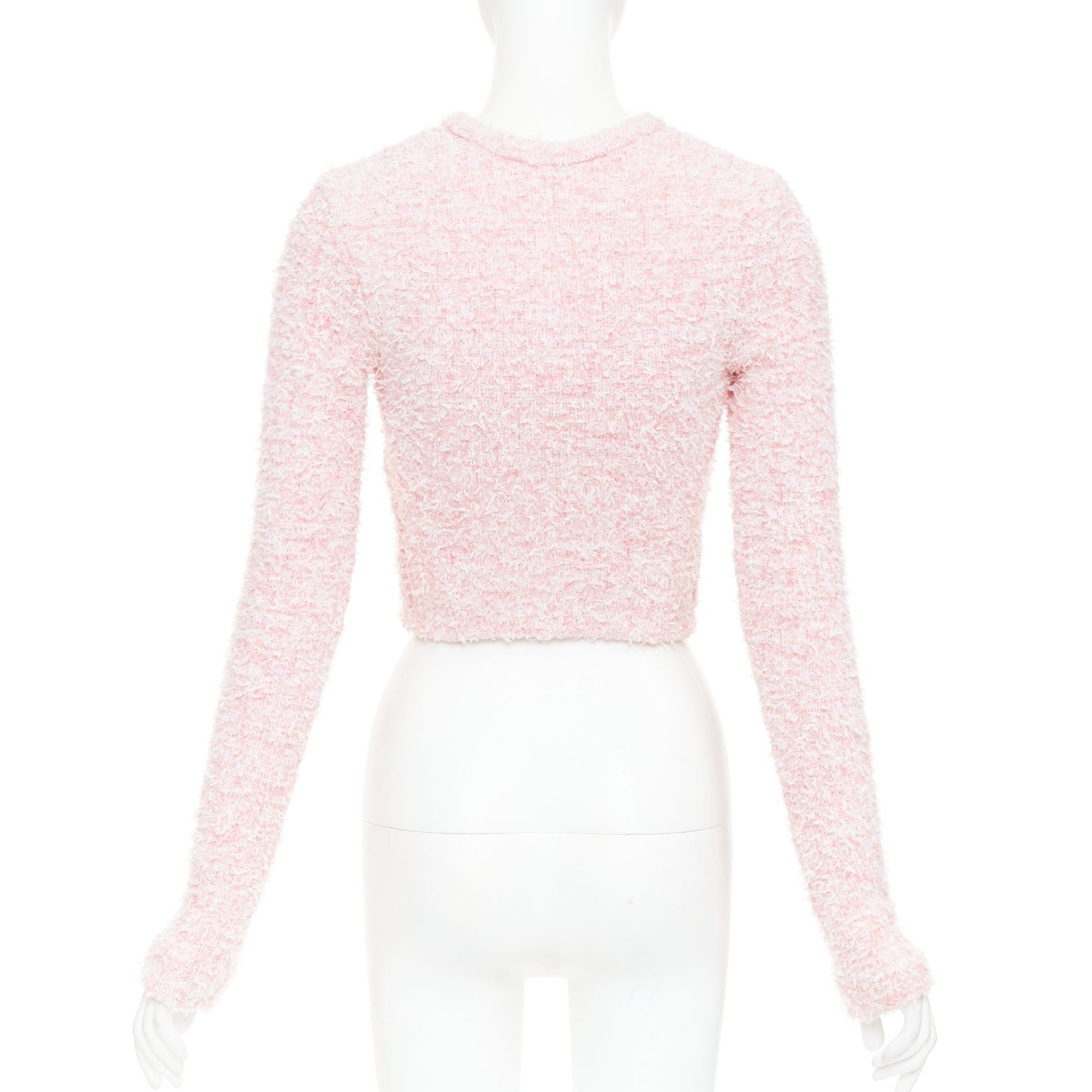 Balenciaga BALENCIAGA Demna 2024 pink cotton blend tweed BB logo cropped jacket XS Size S / US 4 / IT 40 - 7 Thumbnail