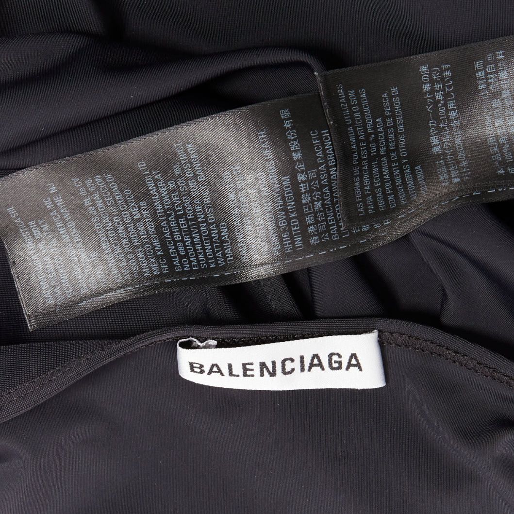 Balenciaga BALENCIAGA Demna 2022 black spandex white logo deconstructed top FR36 S Size S / US 4 / IT 40 - 8 Thumbnail