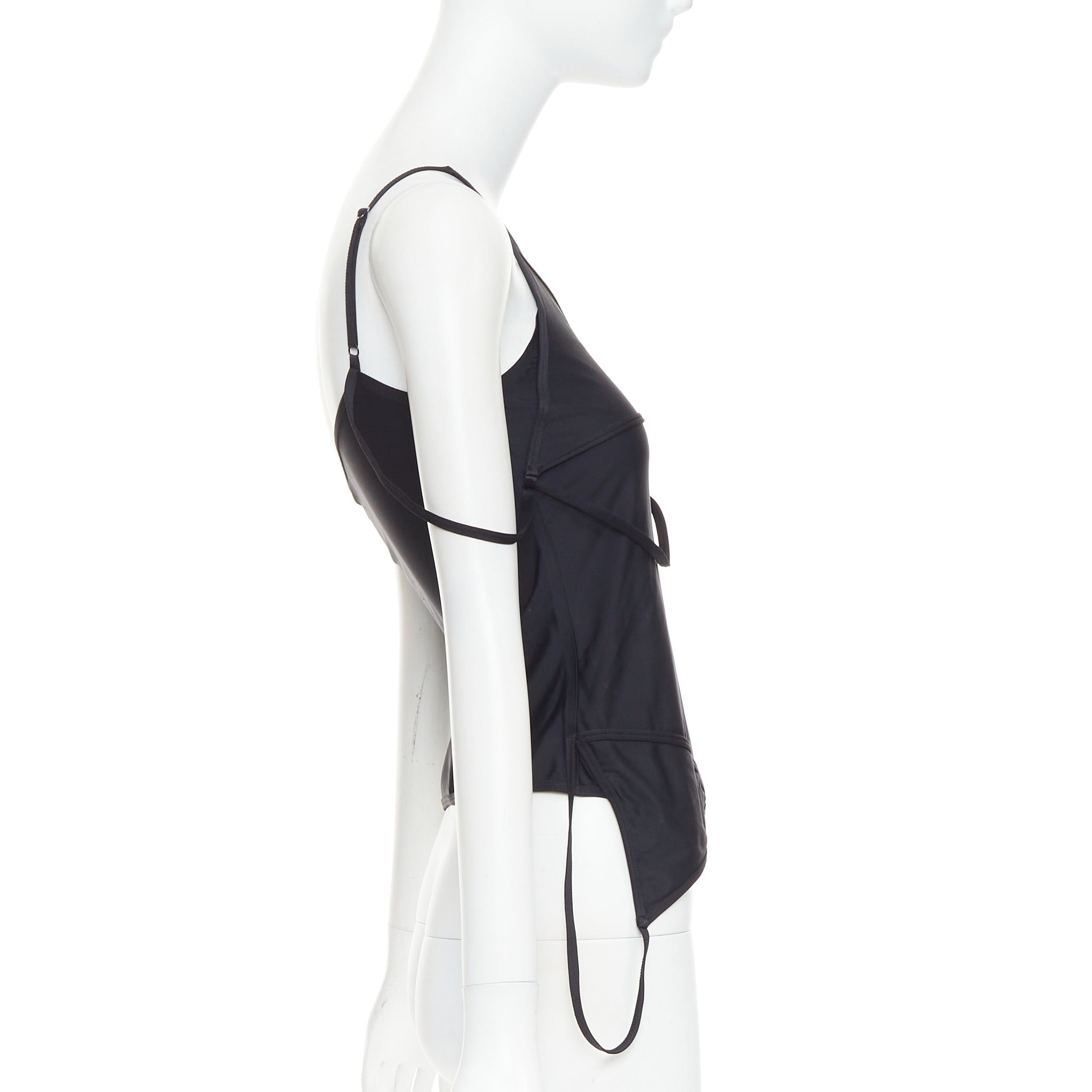 Balenciaga BALENCIAGA Demna 2022 black spandex white logo deconstructed top FR36 S Size S / US 4 / IT 40 - 4 Thumbnail