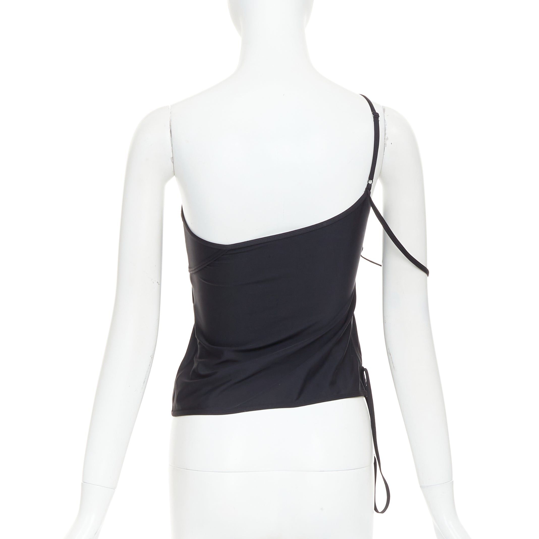 BALENCIAGA Demna 2022 black spandex white logo deconstructed top