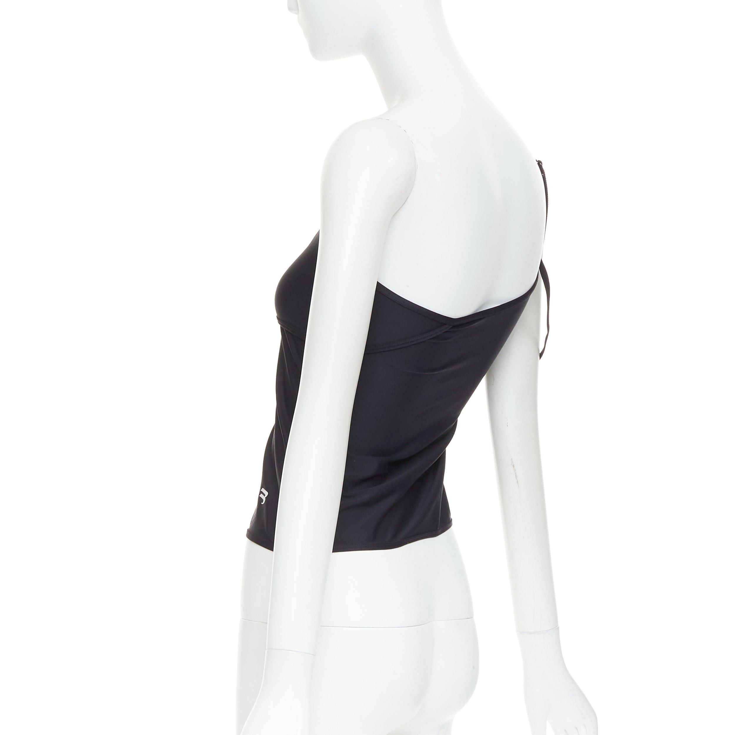 Balenciaga BALENCIAGA Demna 2022 black spandex white logo deconstructed top FR36 S Size S / US 4 / IT 40 - 6 Thumbnail