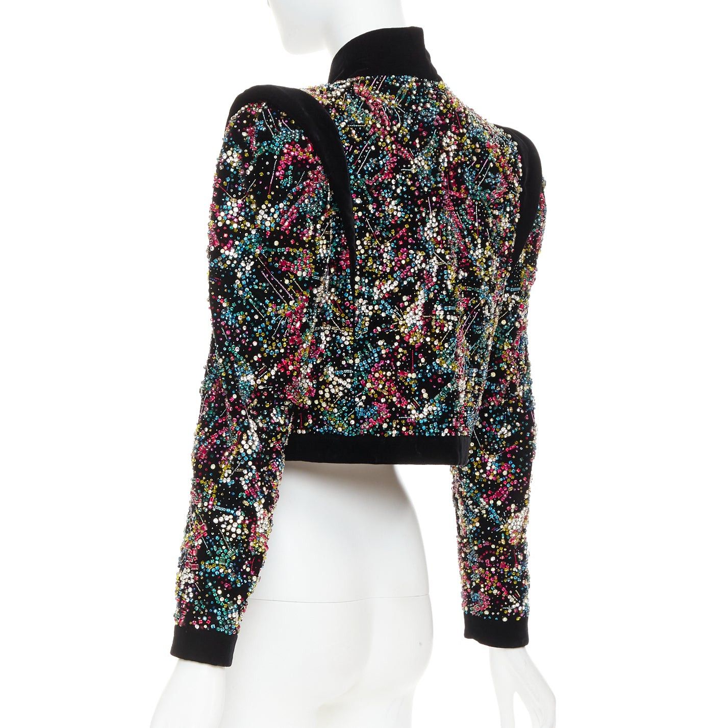Alexandre Vauthier rare ALEXANDRE VAUTHIER COUTURE SS2021 Runway black velvet rhinestone crystal embellished crop jacket Size S / US 4 / IT 40 - 6 Thumbnail
