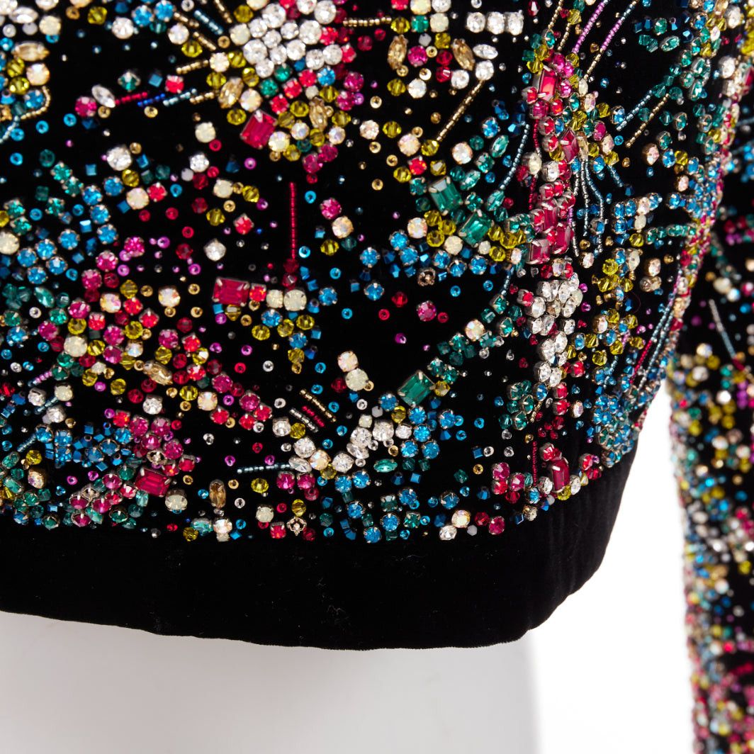Alexandre Vauthier rare ALEXANDRE VAUTHIER COUTURE SS2021 Runway black velvet rhinestone crystal embellished crop jacket Size S / US 4 / IT 40 - 7 Thumbnail