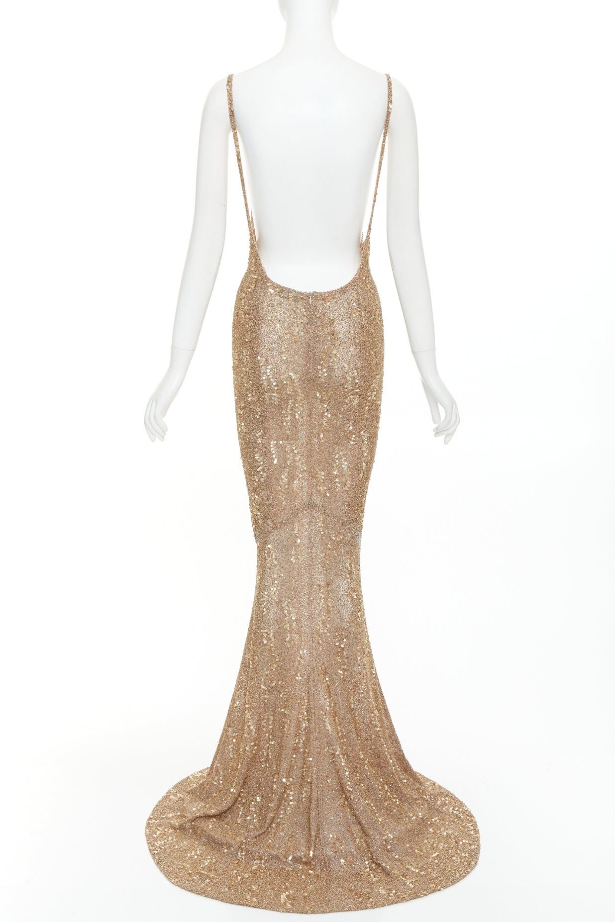 Alexandre Vauthier rare ALEXANDRE VAUTHIER COUTURE Prototype gold micro bead sequin embellished plunge neck evening gown Size S / US 4 / IT 40 - 5 Thumbnail