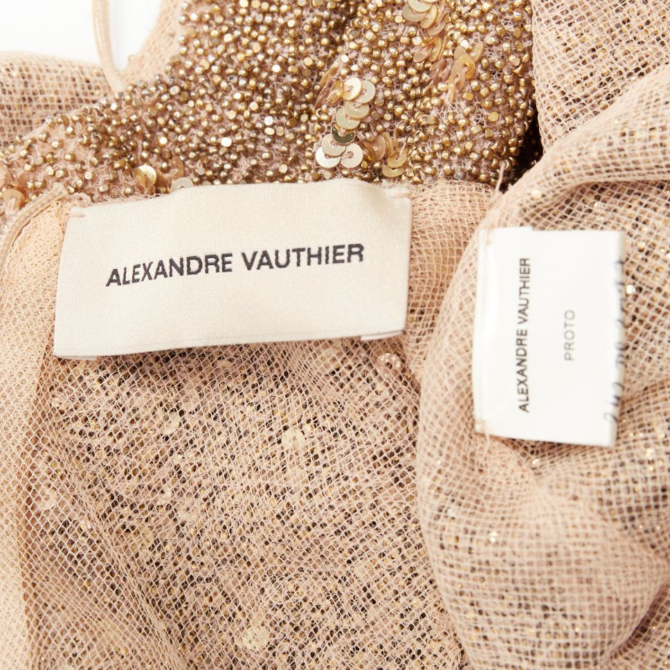 Alexandre Vauthier rare ALEXANDRE VAUTHIER COUTURE Prototype gold micro bead sequin embellished plunge neck evening gown Size S / US 4 / IT 40 - 13 Thumbnail