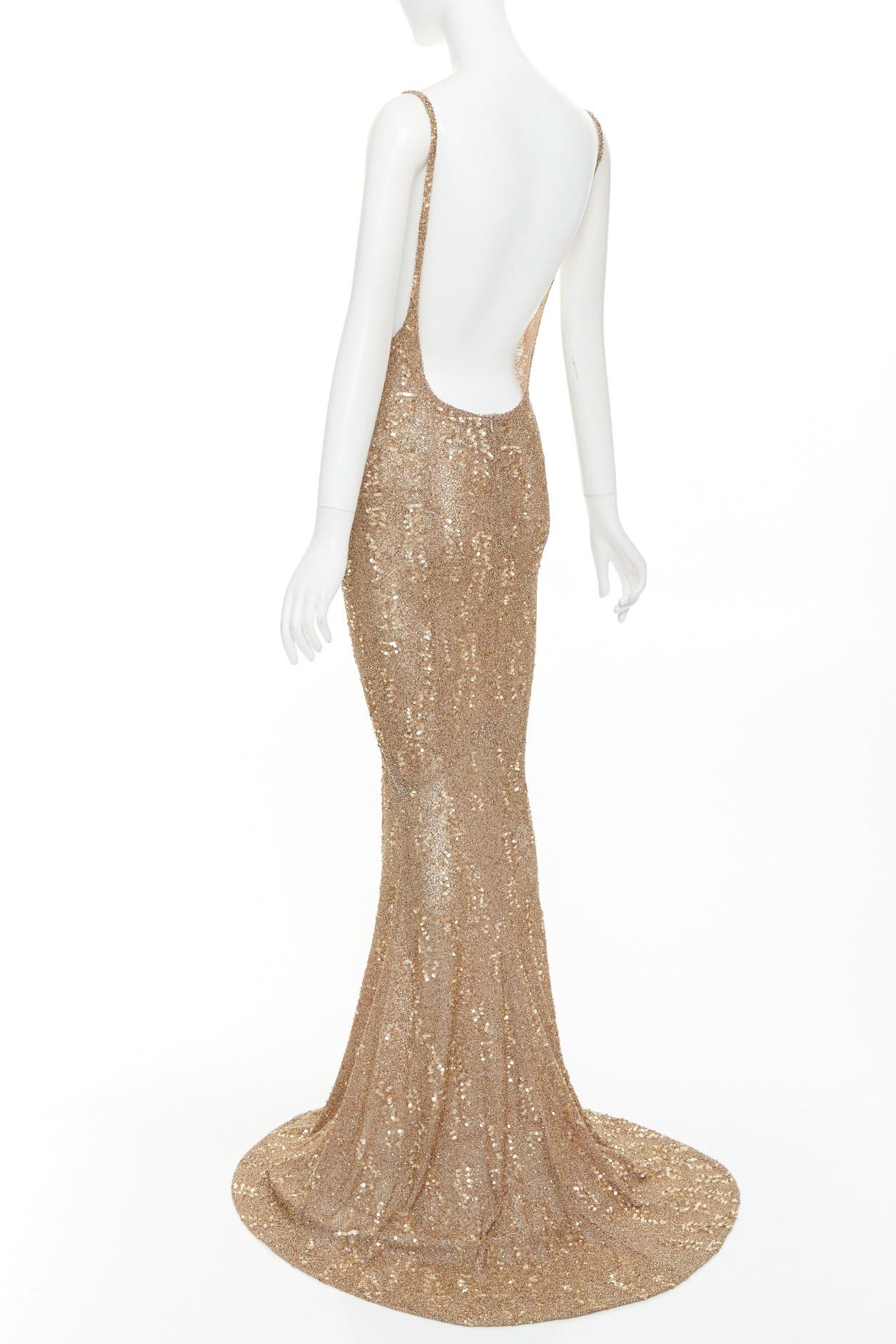 Alexandre Vauthier rare ALEXANDRE VAUTHIER COUTURE Prototype gold micro bead sequin embellished plunge neck evening gown Size S / US 4 / IT 40 - 6 Thumbnail
