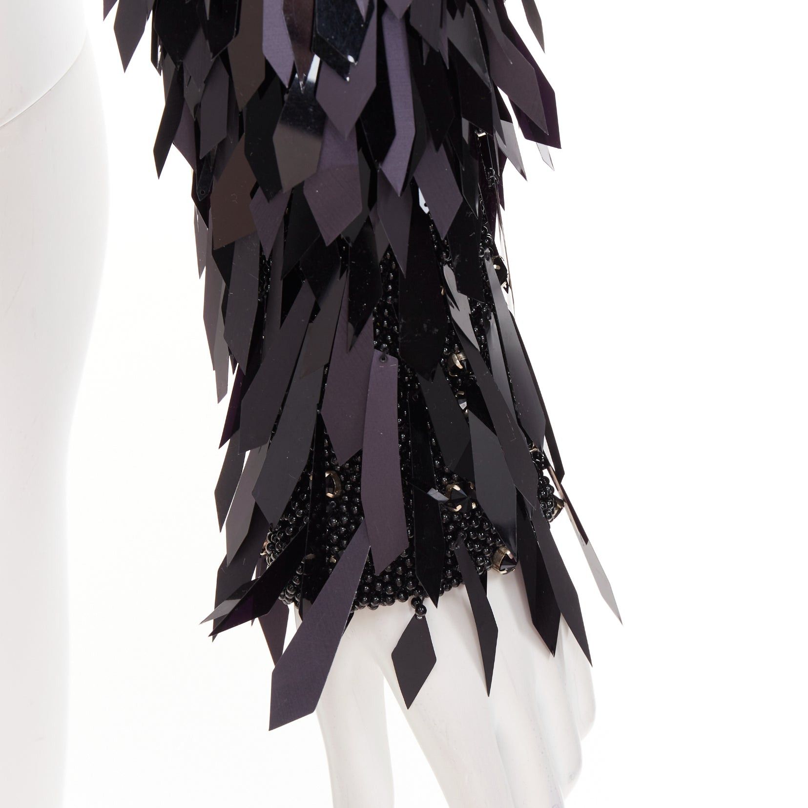 Alexandre Vauthier rare ALEXANDRE VAUTHIER COUTURE AW2023 Runway black filigree pailette bead encrusted long sleeve bodysuit top Size S / US 4 / IT 40 - 2 Thumbnail