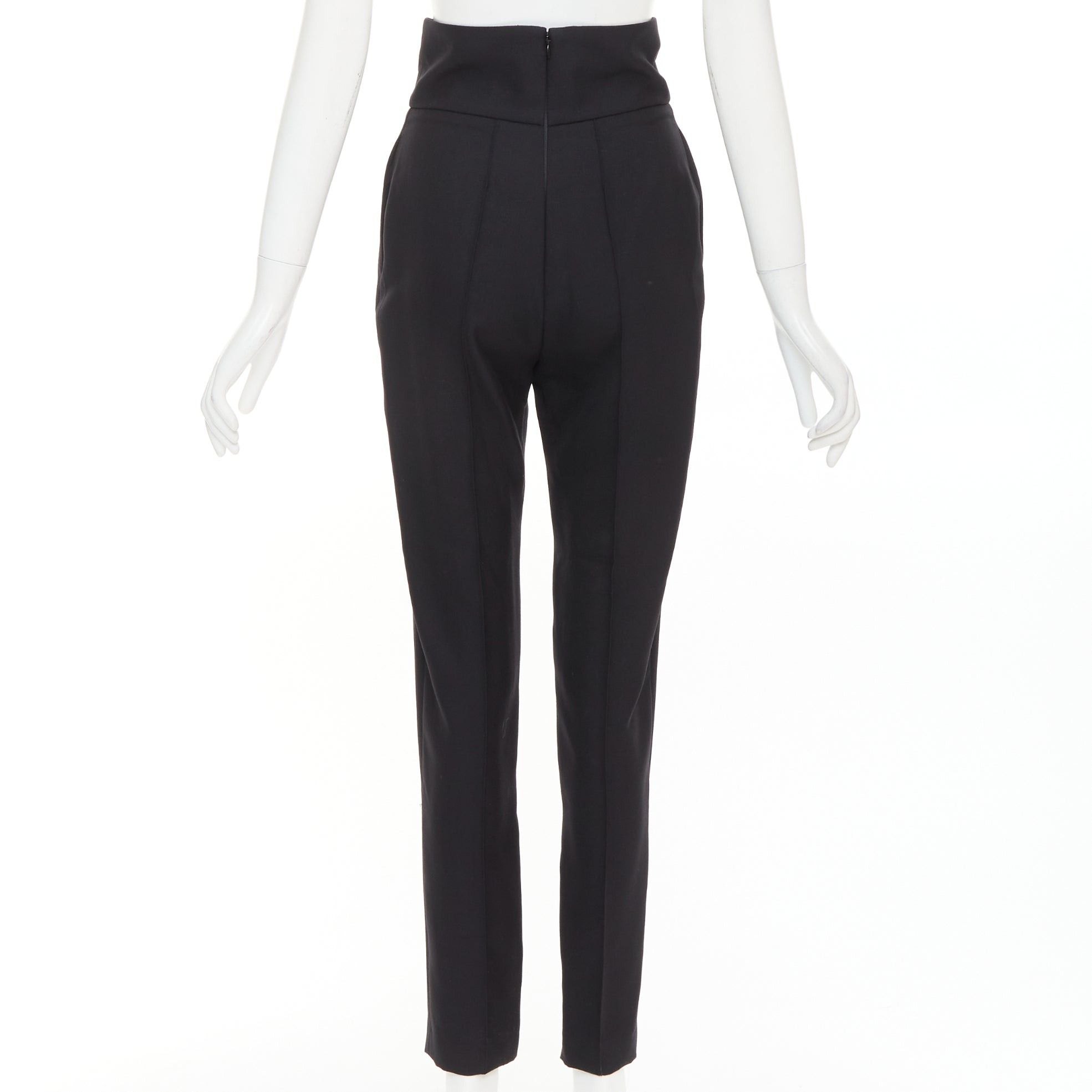 Alexandre Vauthier ALEXANDRE VAUTHIER black 100% wool high waisted pleat front cropped pants FR36 M Size 27" / US 4 / IT 40 - 5 Thumbnail