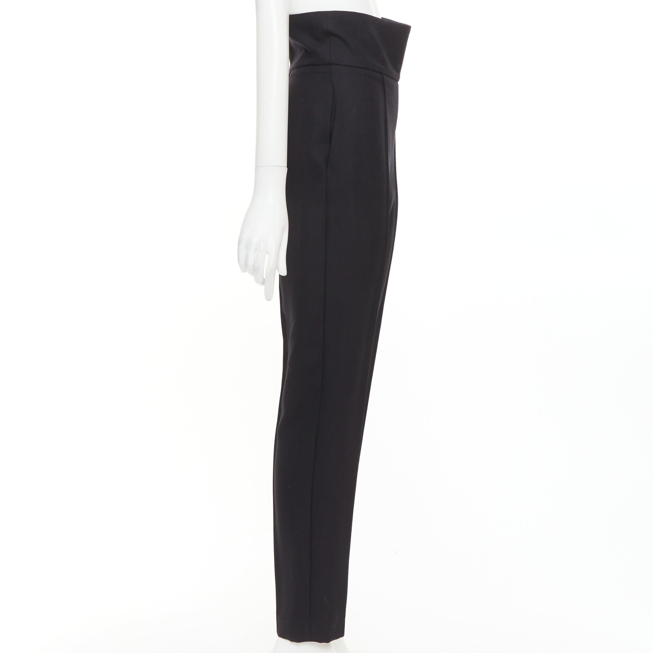Alexandre Vauthier ALEXANDRE VAUTHIER black 100% wool high waisted pleat front cropped pants FR36 M Size 27" / US 4 / IT 40 - 4 Thumbnail