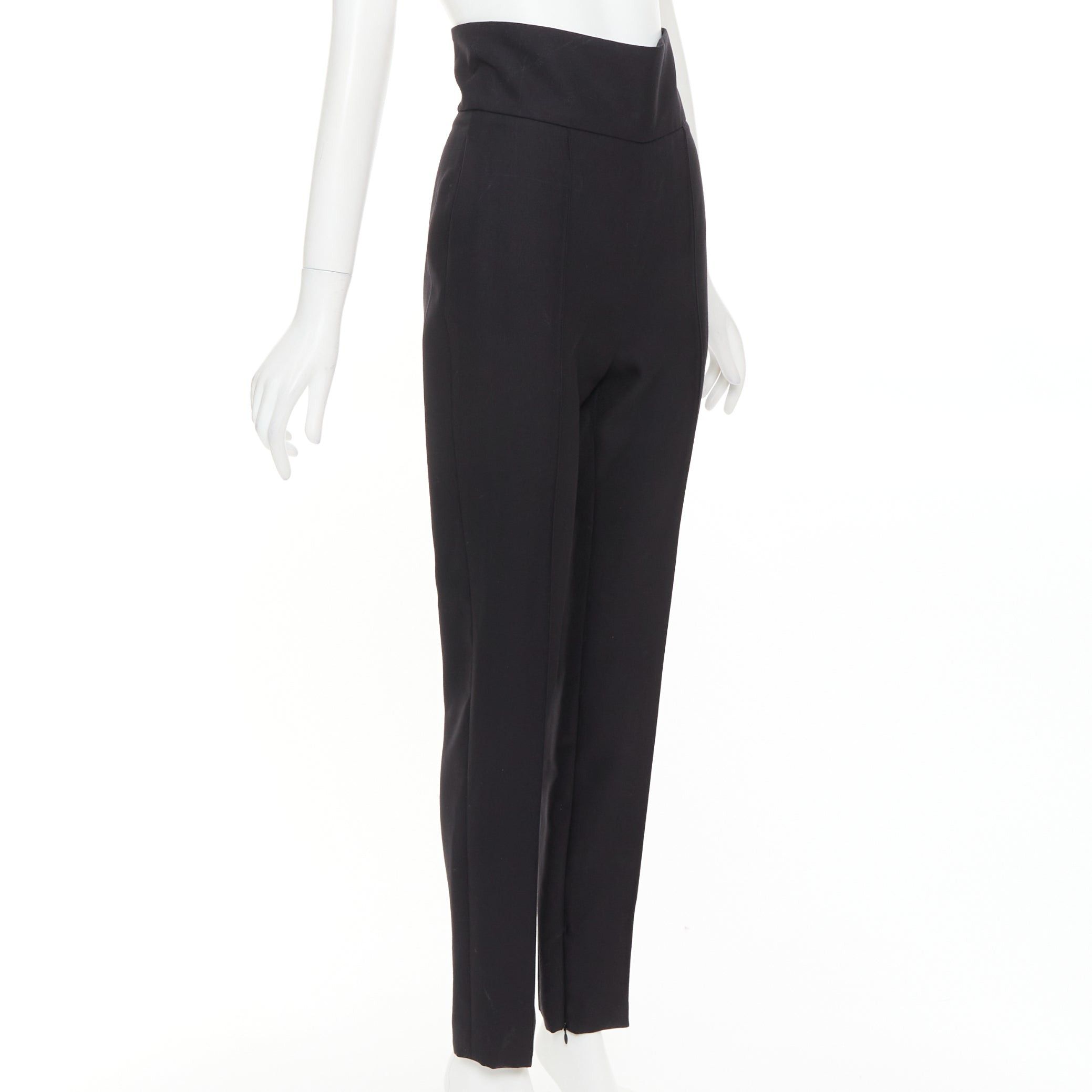 Alexandre Vauthier ALEXANDRE VAUTHIER black 100% wool high waisted pleat front cropped pants FR36 M Size 27" / US 4 / IT 40 - 3 Thumbnail