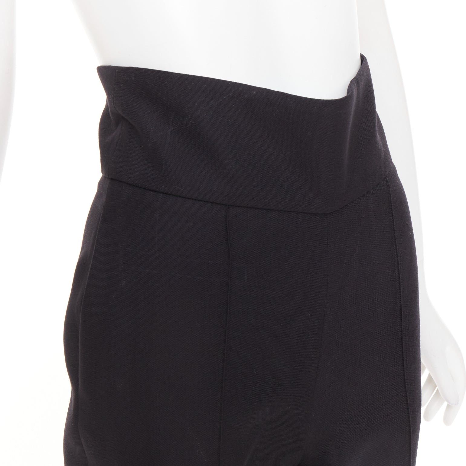 Alexandre Vauthier ALEXANDRE VAUTHIER black 100% wool high waisted pleat front cropped pants FR36 M Size 27" / US 4 / IT 40 - 2 Thumbnail