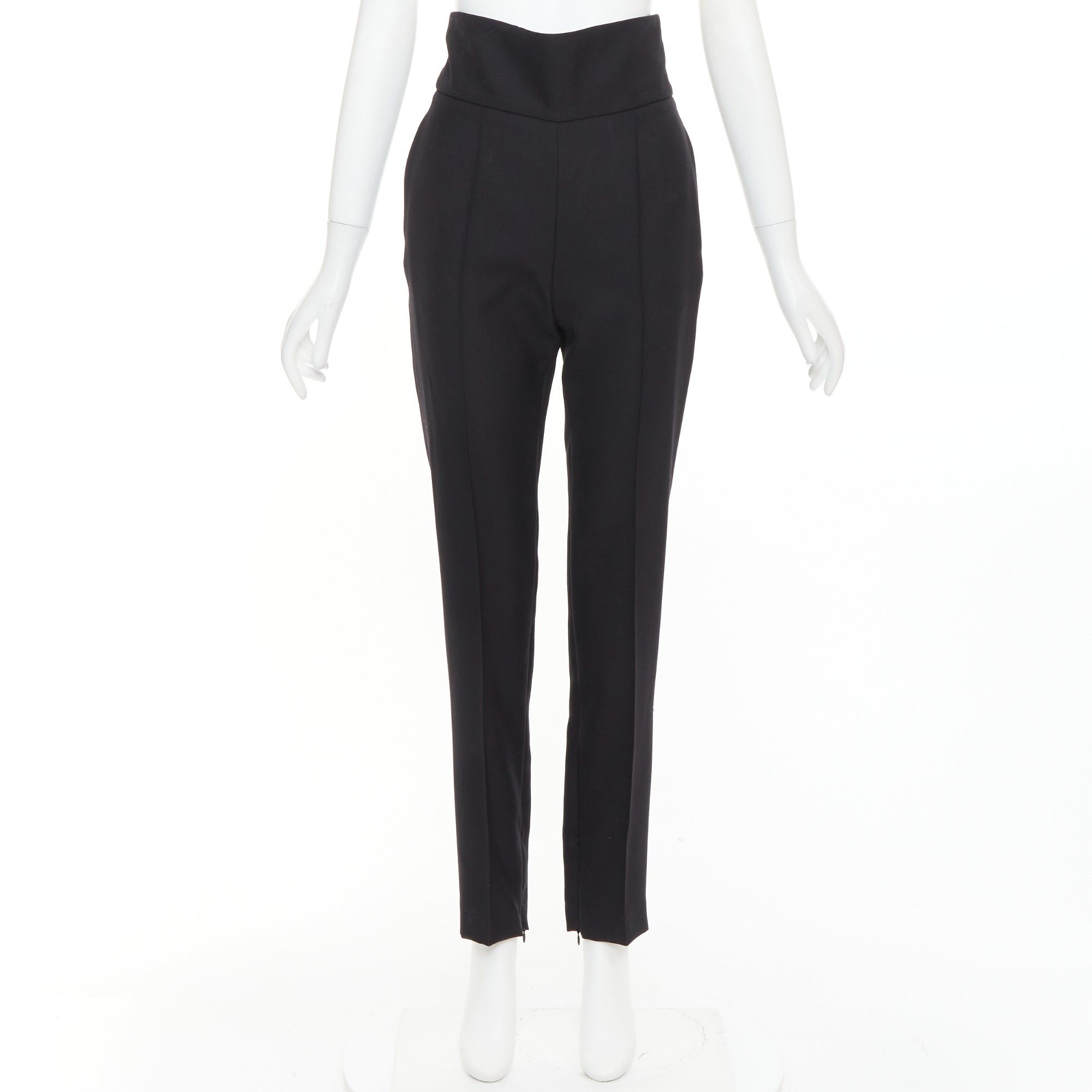 Alexandre Vauthier ALEXANDRE VAUTHIER black 100% wool high waisted pleat front cropped pants FR36 M Size 27" / US 4 / IT 40 - 9 Thumbnail