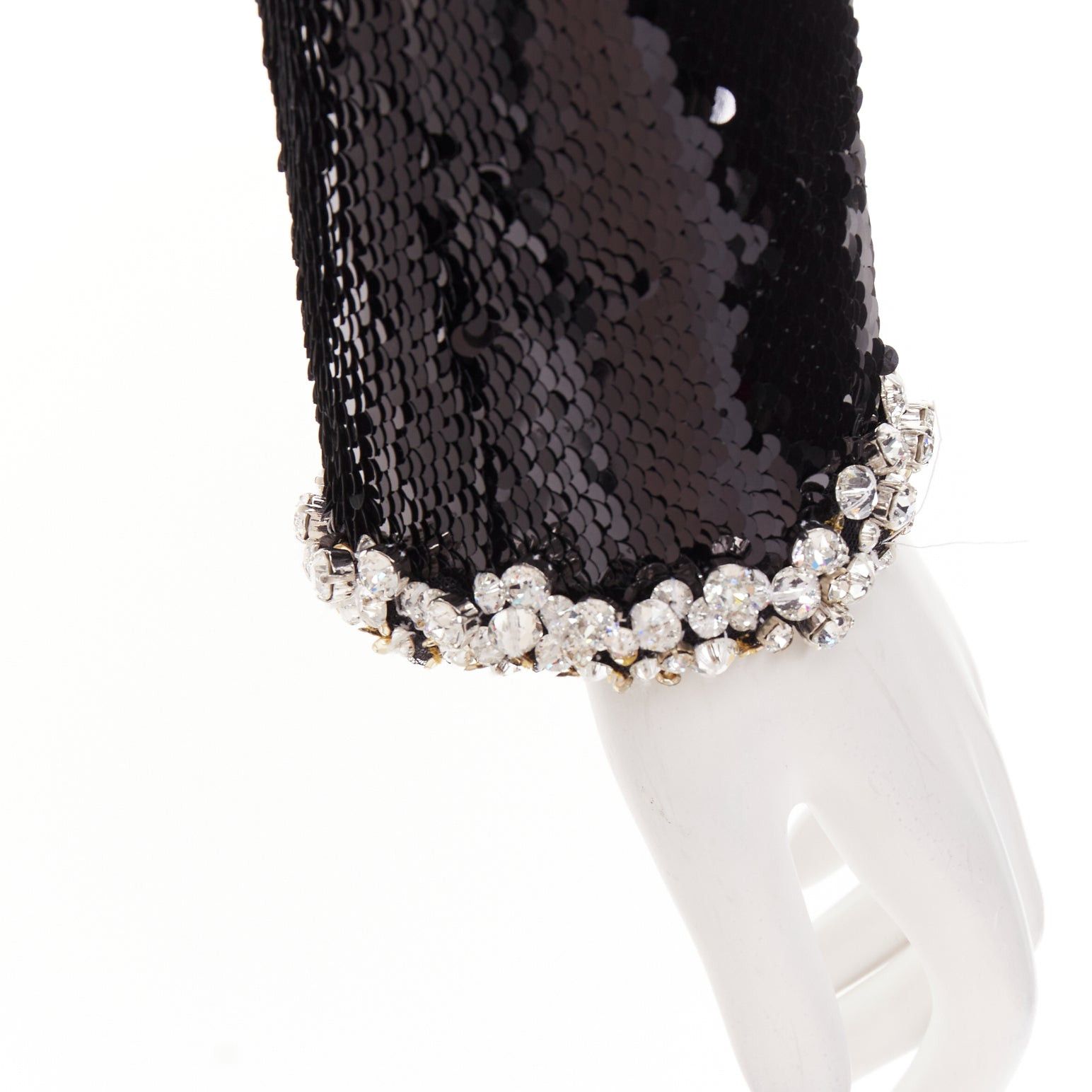 Alexandre Vauthier ALEXANDRE VAUTHIER COUTURE SS2025 Runway black pailette silver rhinestone encrusted crop jacket Size S / US 4 / IT 40 - 8 Thumbnail