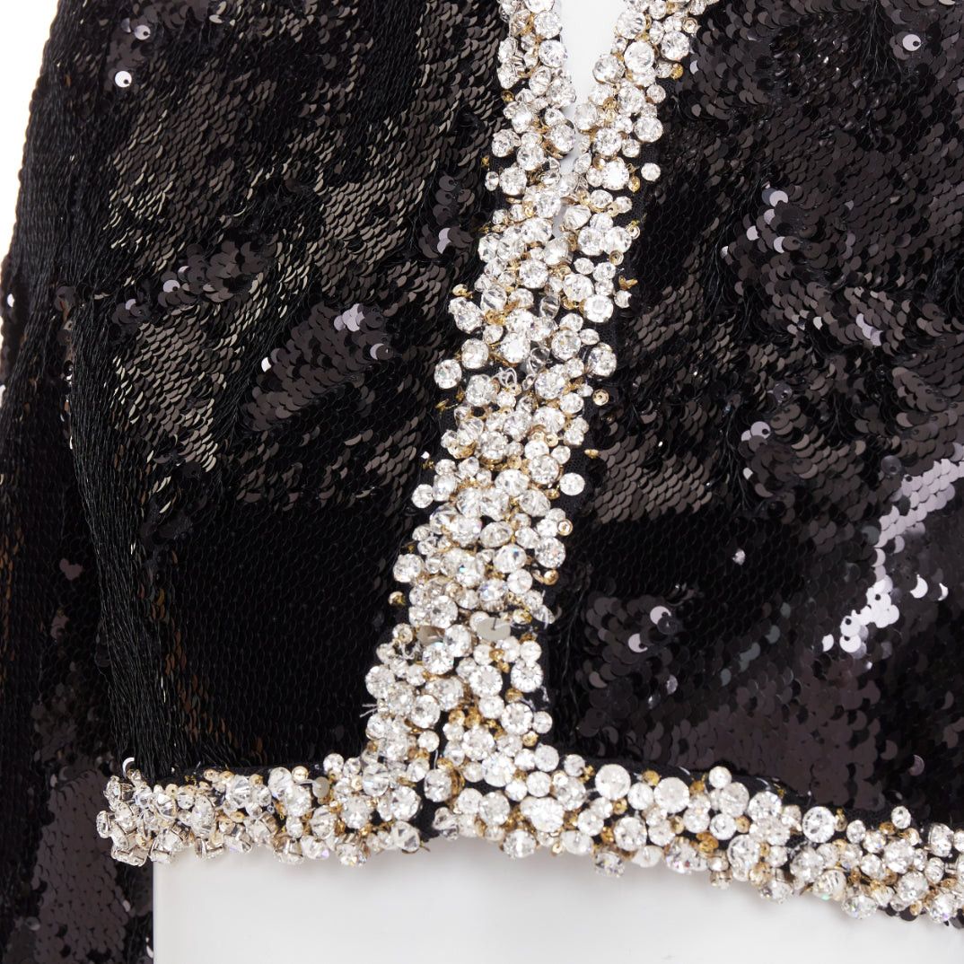 Alexandre Vauthier ALEXANDRE VAUTHIER COUTURE SS2025 Runway black pailette silver rhinestone encrusted crop jacket Size S / US 4 / IT 40 - 9 Thumbnail