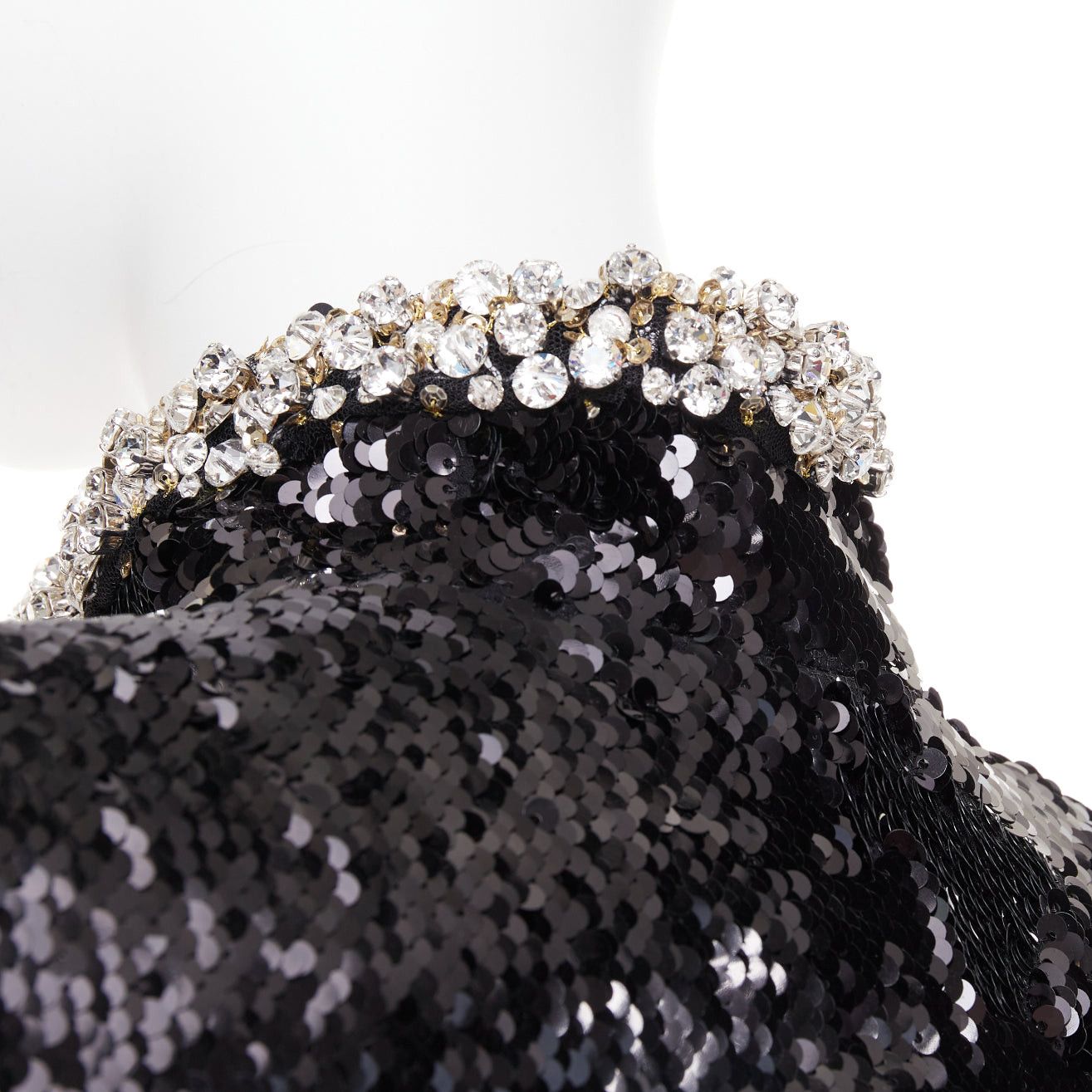 Alexandre Vauthier ALEXANDRE VAUTHIER COUTURE SS2025 Runway black pailette silver rhinestone encrusted crop jacket Size S / US 4 / IT 40 - 11 Thumbnail