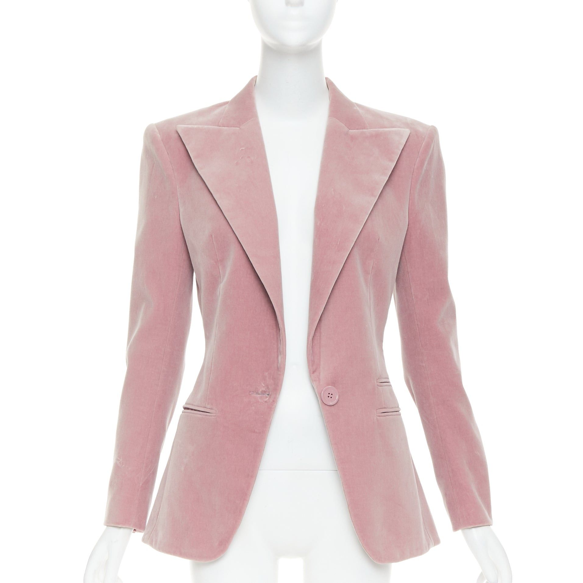 Alexandre Vauthier ALEXANDRE VAUTHIER Runway blush pink velvet single breasted blazer jacket Size S / US 4 / IT 40 - 3 Thumbnail