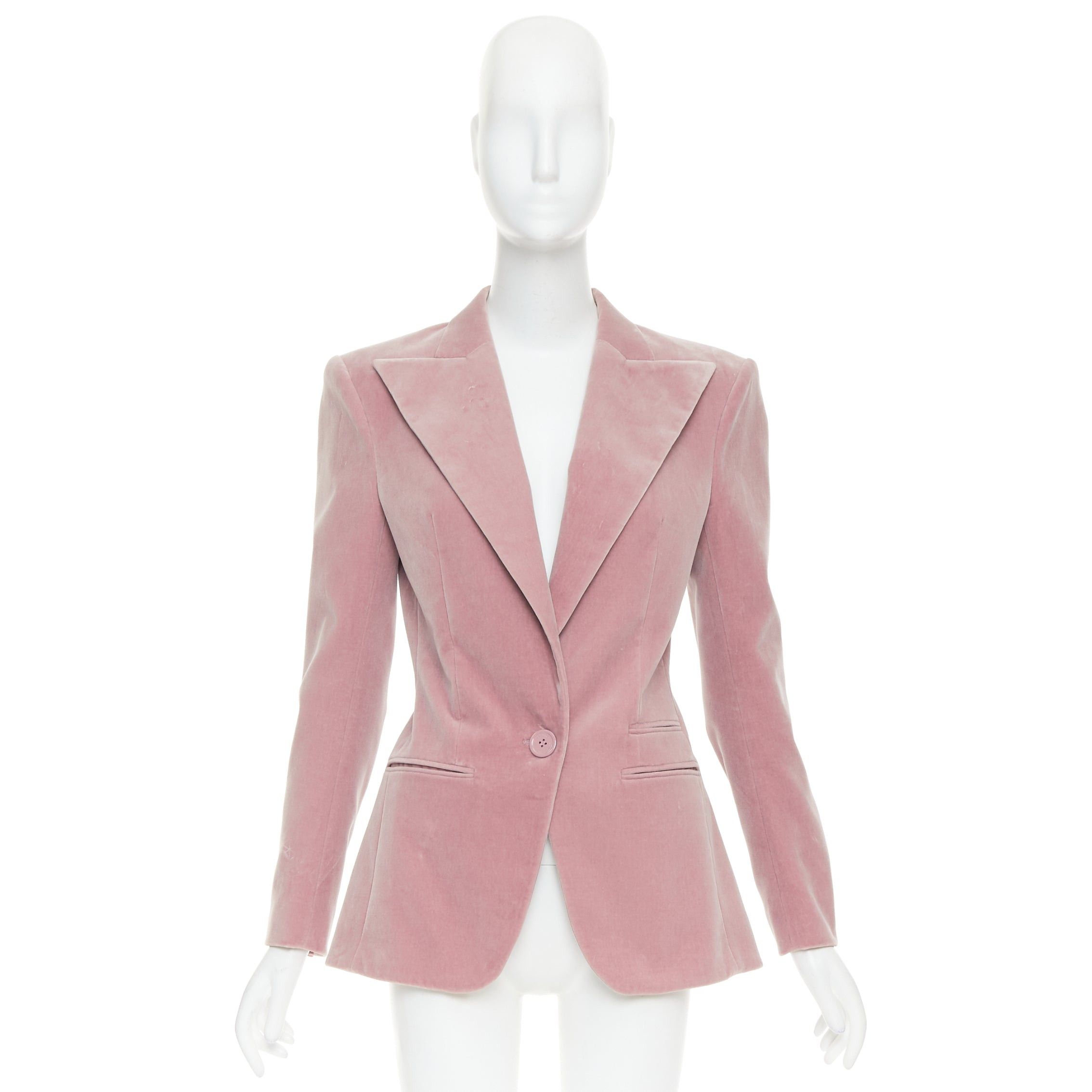 Alexandre Vauthier ALEXANDRE VAUTHIER Runway blush pink velvet single breasted blazer jacket Size S / US 4 / IT 40 - 10 Thumbnail