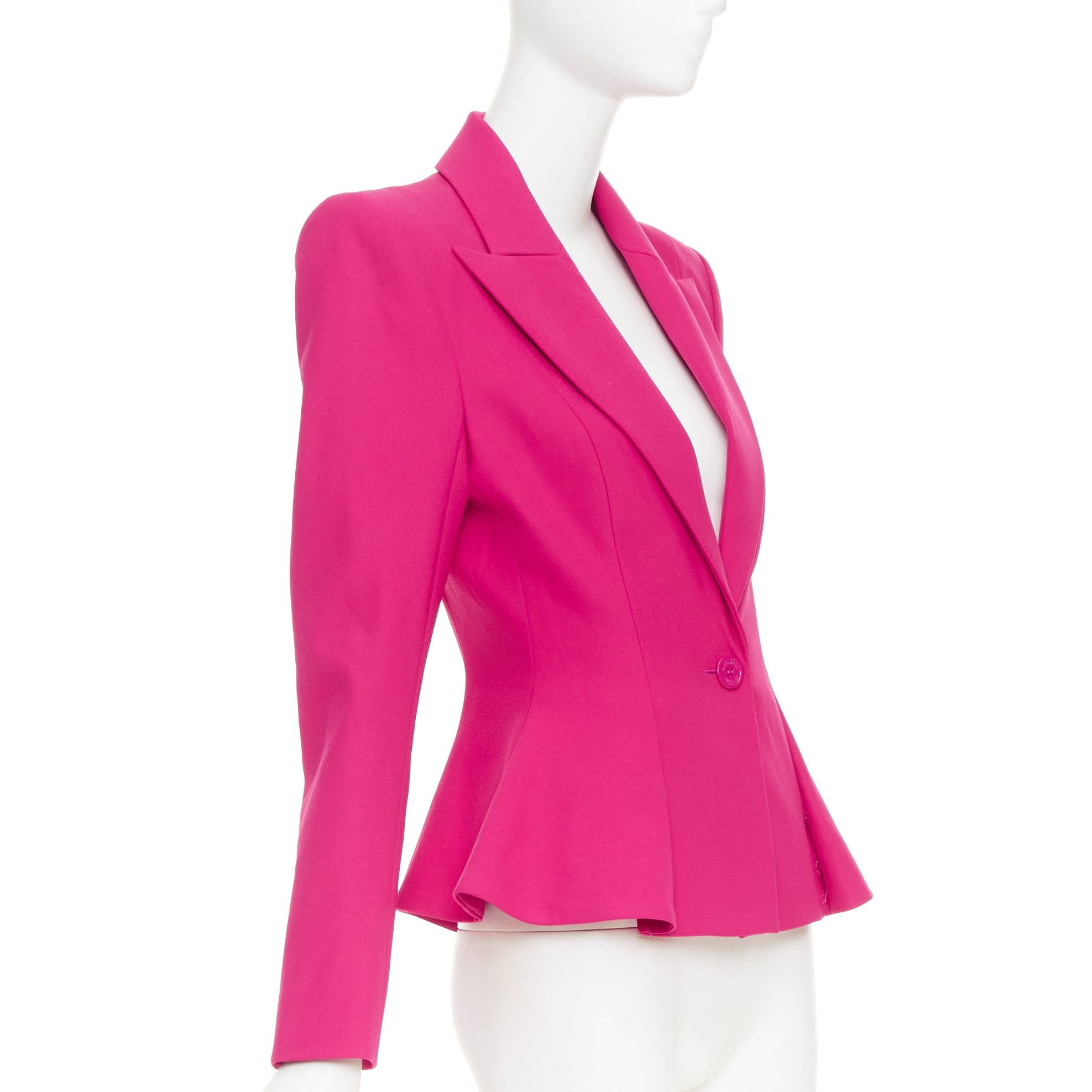 Alexandre Vauthier ALEXANDRE VAUTHIER hibiscus pink padded shoulder wasp waist peplum blazer jacket S Size S / US 4 / IT 40 - 4 Thumbnail