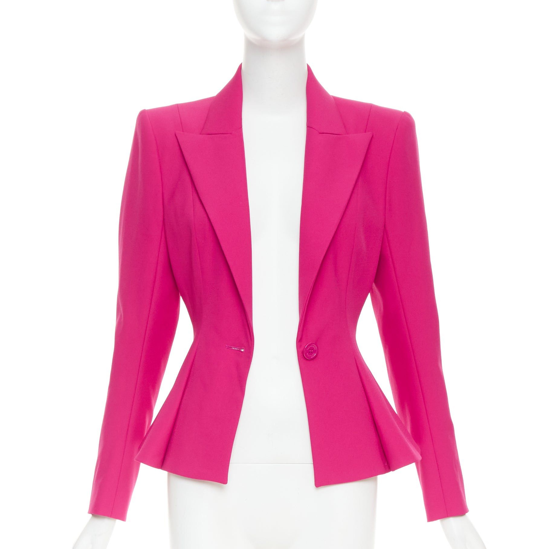 Alexandre Vauthier ALEXANDRE VAUTHIER hibiscus pink padded shoulder wasp waist peplum blazer jacket S Size S / US 4 / IT 40 - 3 Thumbnail