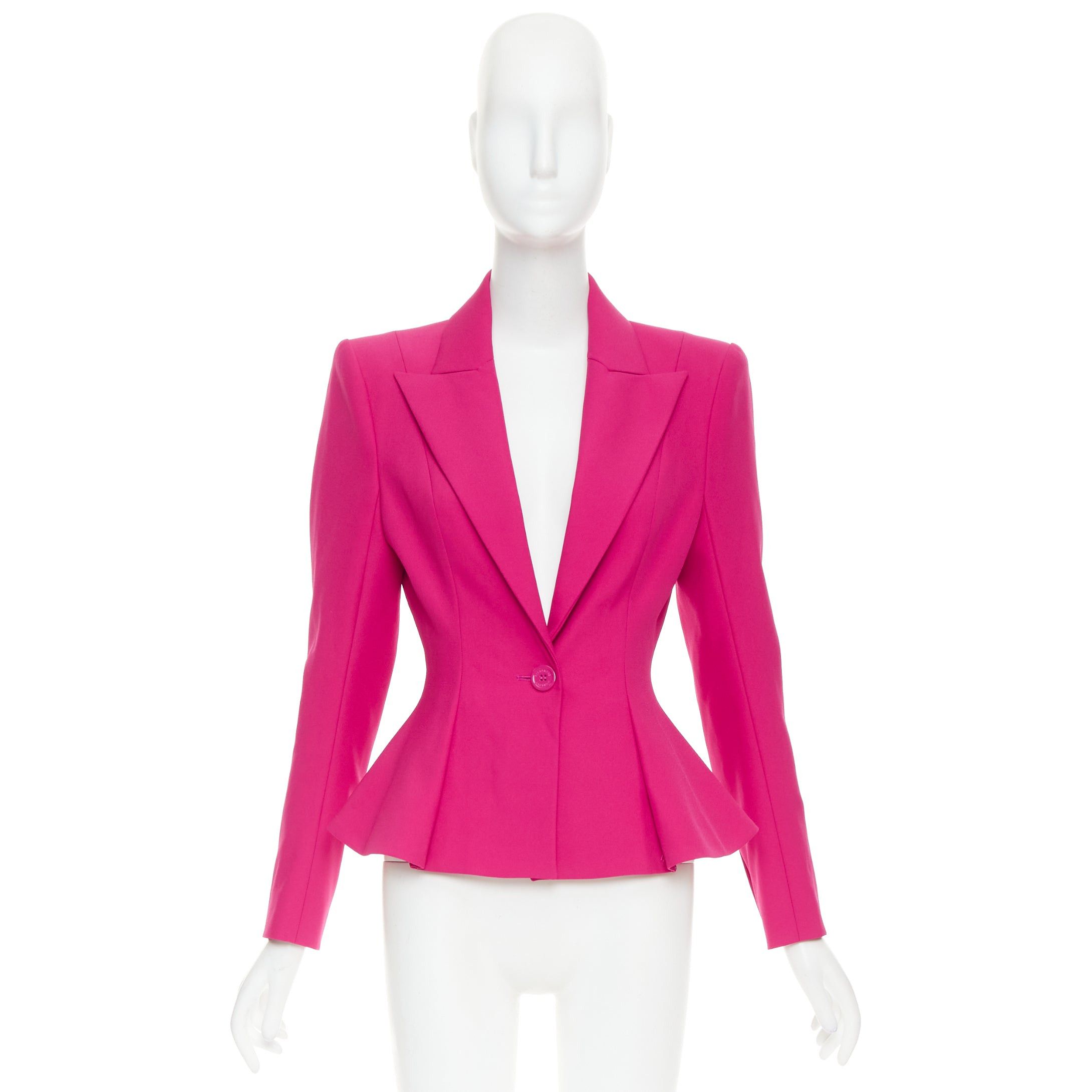 Alexandre Vauthier ALEXANDRE VAUTHIER hibiscus pink padded shoulder wasp waist peplum blazer jacket S Size S / US 4 / IT 40 - 10 Thumbnail