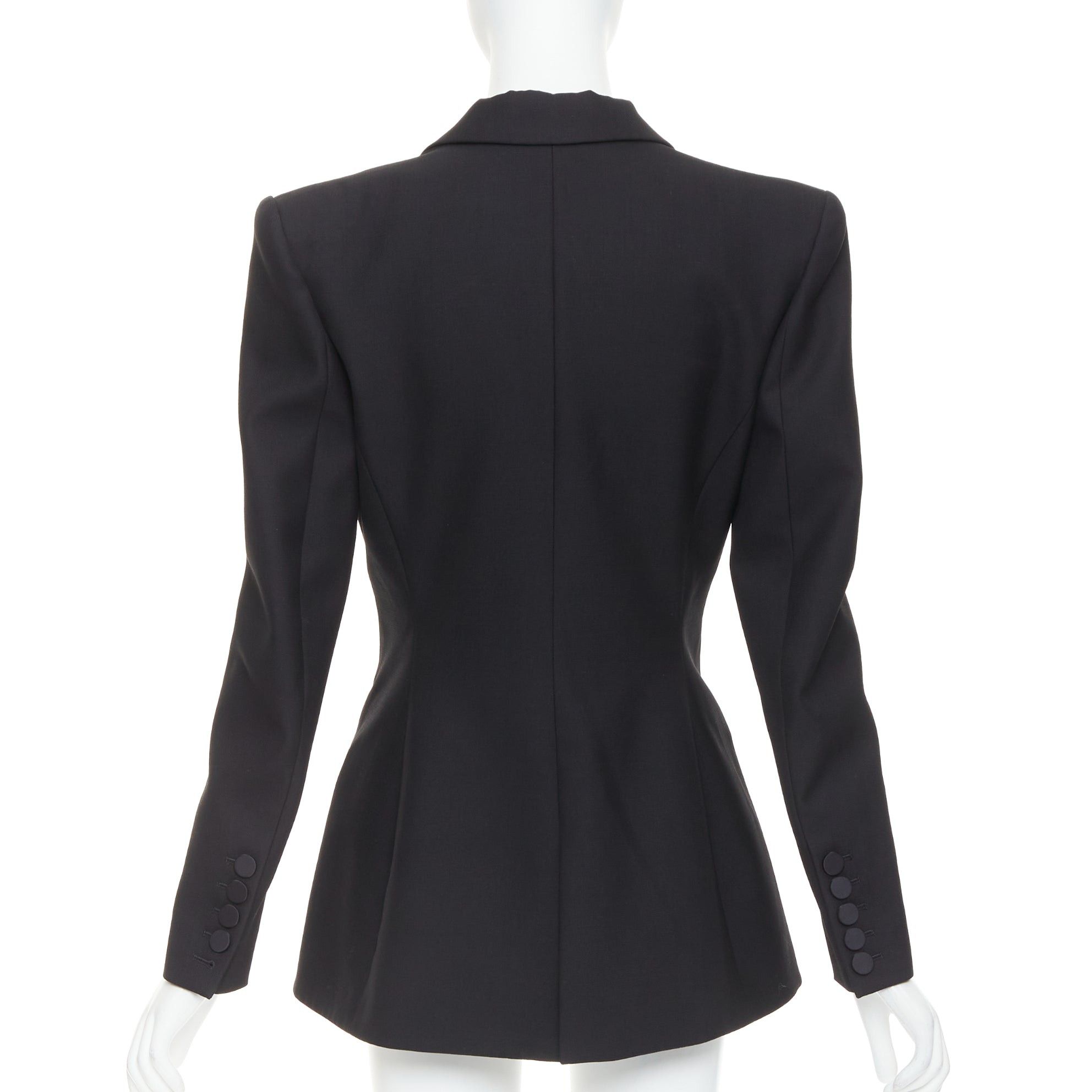 Alexandre Vauthier ALEXANDRE VAUTHIER black wool satin peak lapel single breasted tuxedo blazer Size M / US 6-8 / IT 42-44 - 6 Thumbnail