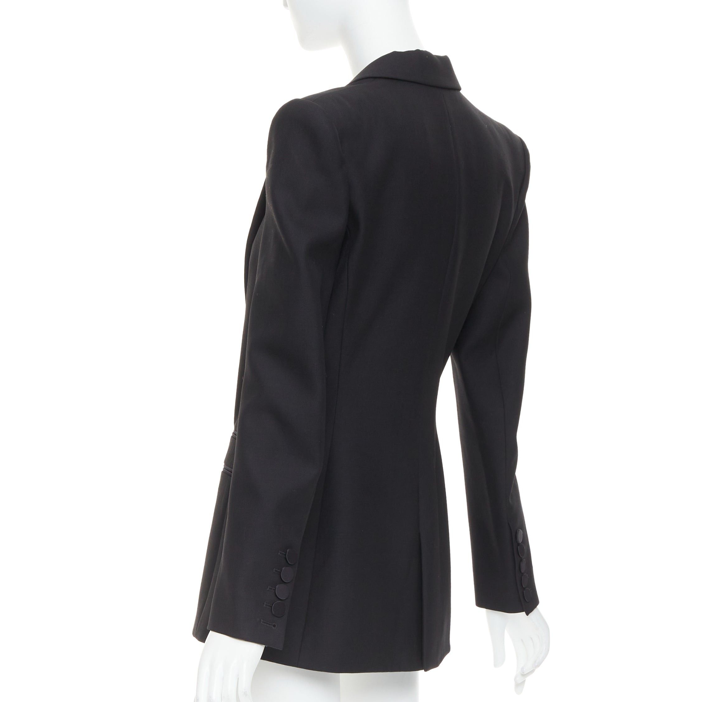 Alexandre Vauthier ALEXANDRE VAUTHIER black wool satin peak lapel single breasted tuxedo blazer Size M / US 6-8 / IT 42-44 - 7 Thumbnail