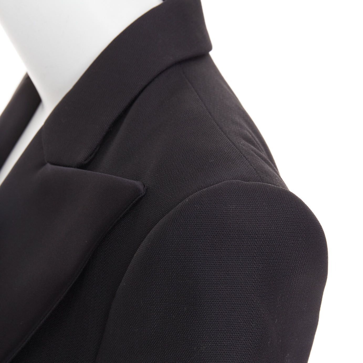 Alexandre Vauthier ALEXANDRE VAUTHIER black wool satin peak lapel single breasted tuxedo blazer Size M / US 6-8 / IT 42-44 - 8 Thumbnail