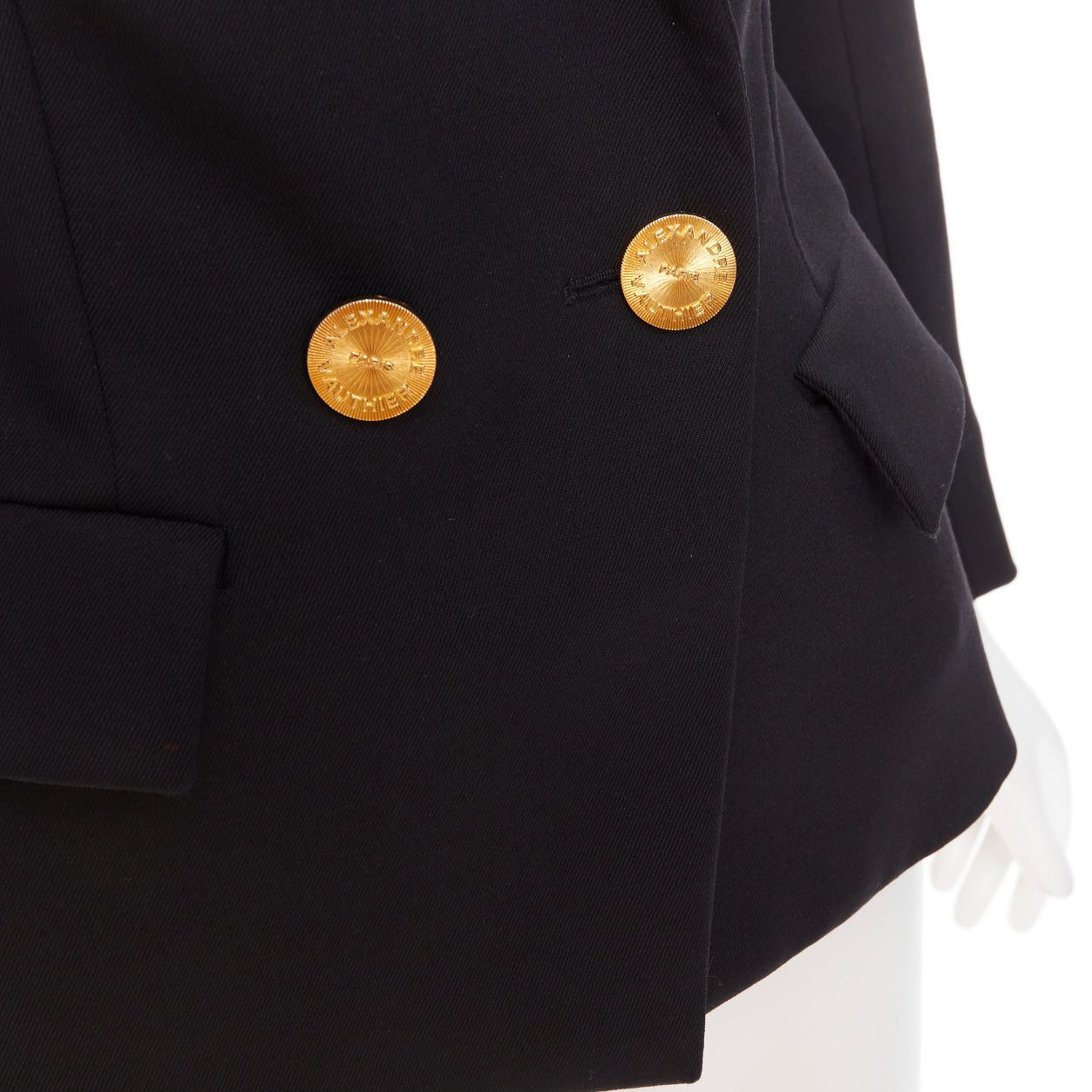 Alexandre Vauthier ALEXANDRE VAUTHIER black wool gold sunburst buttons double breasted blazer jacket Size S / US 4 / IT 40 - 9 Thumbnail