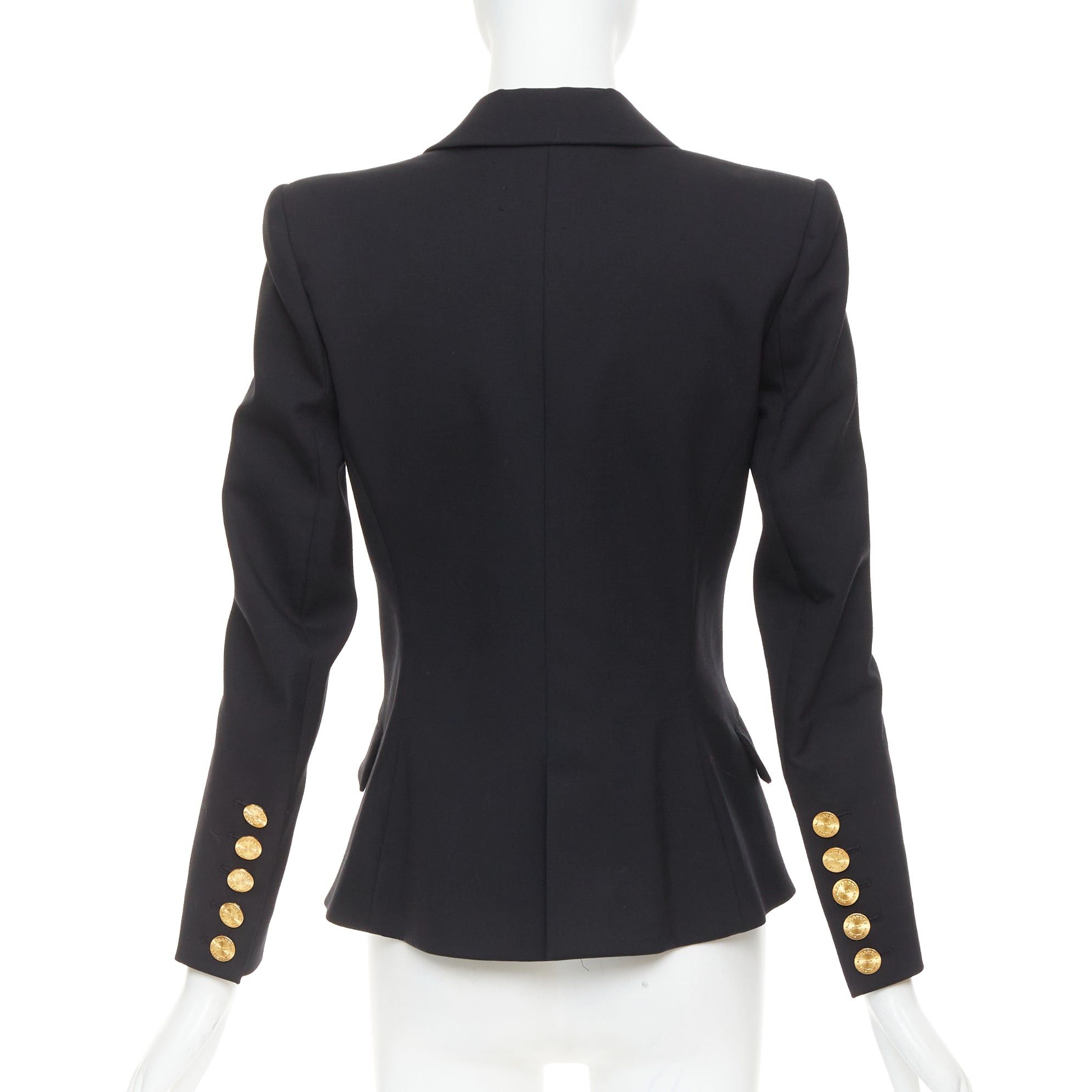 Alexandre Vauthier ALEXANDRE VAUTHIER black wool gold sunburst buttons double breasted blazer jacket Size S / US 4 / IT 40 - 6 Thumbnail