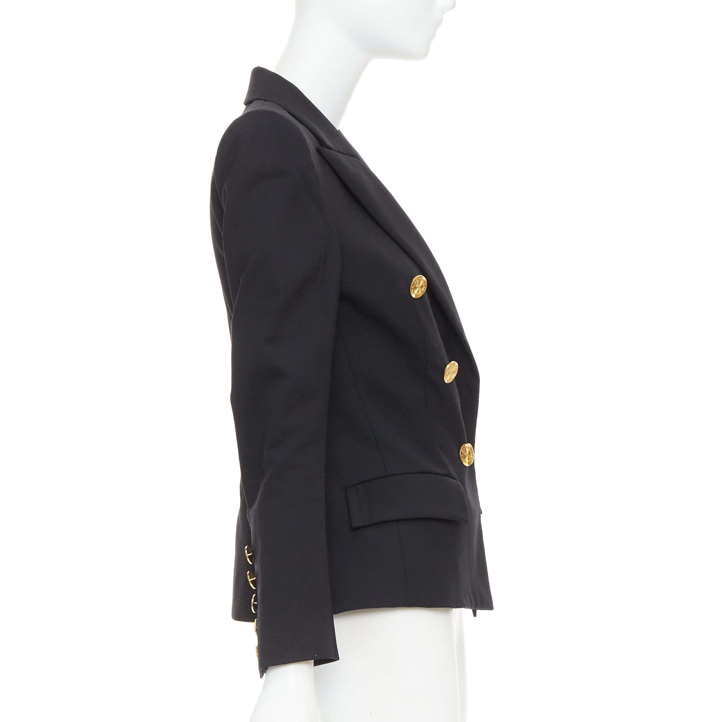 Alexandre Vauthier ALEXANDRE VAUTHIER black wool gold sunburst buttons double breasted blazer jacket Size S / US 4 / IT 40 - 5 Thumbnail