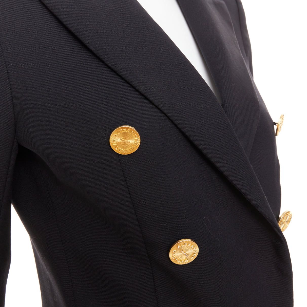 Alexandre Vauthier ALEXANDRE VAUTHIER black wool gold sunburst buttons double breasted blazer jacket Size S / US 4 / IT 40 - 8 Thumbnail