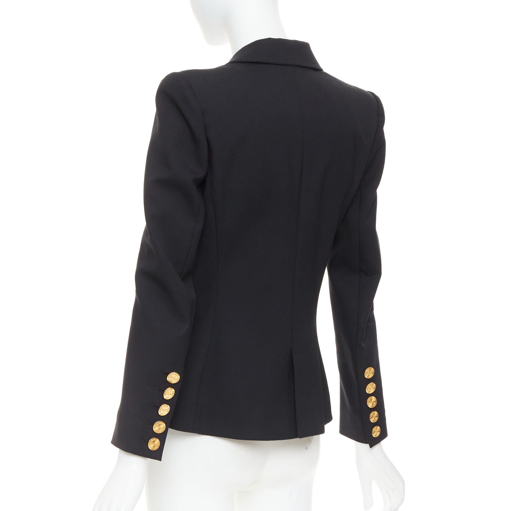 Alexandre Vauthier ALEXANDRE VAUTHIER black wool gold sunburst buttons double breasted blazer jacket Size S / US 4 / IT 40 - 7 Thumbnail