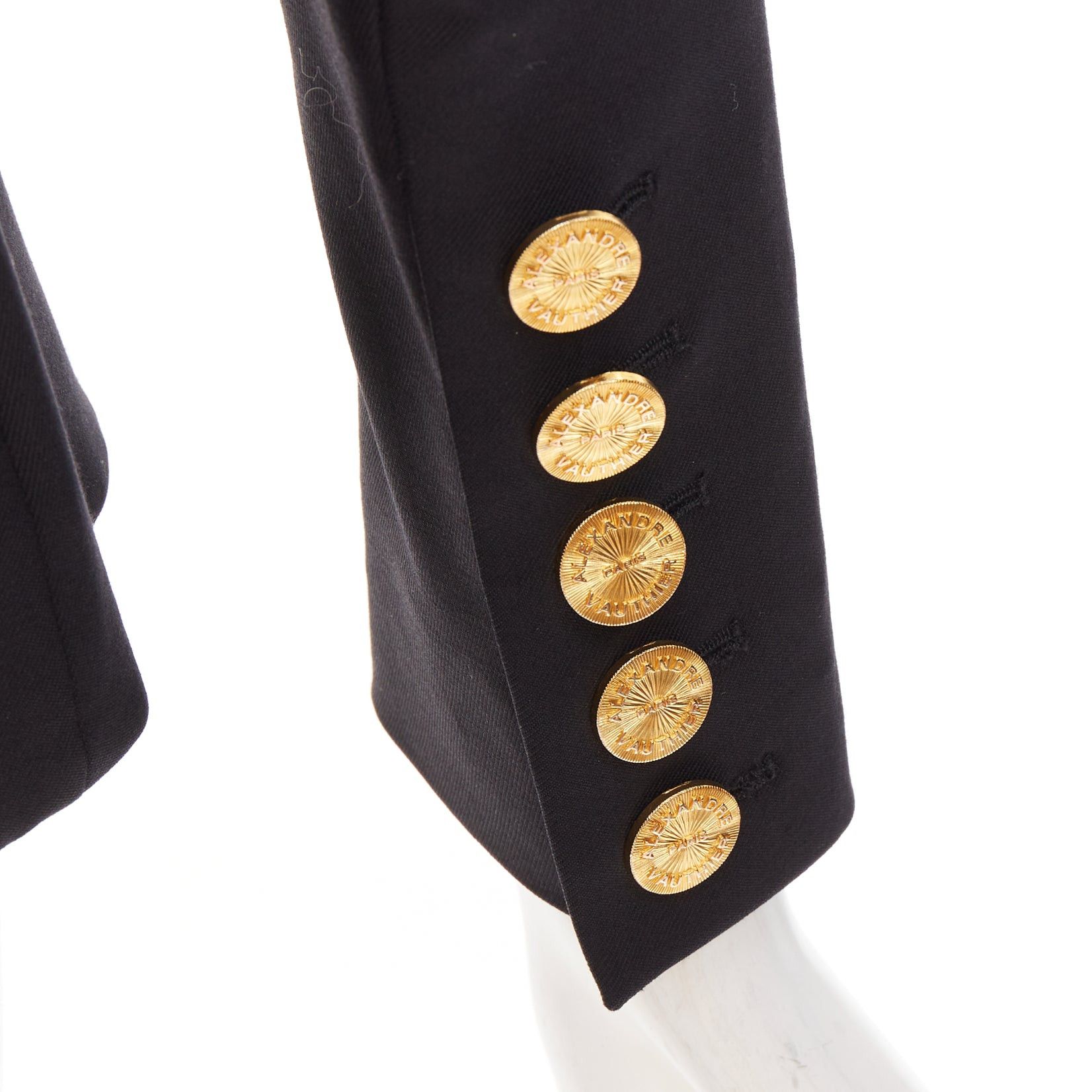 Alexandre Vauthier ALEXANDRE VAUTHIER black wool gold sunburst buttons double breasted blazer jacket Size S / US 4 / IT 40 - 2 Thumbnail