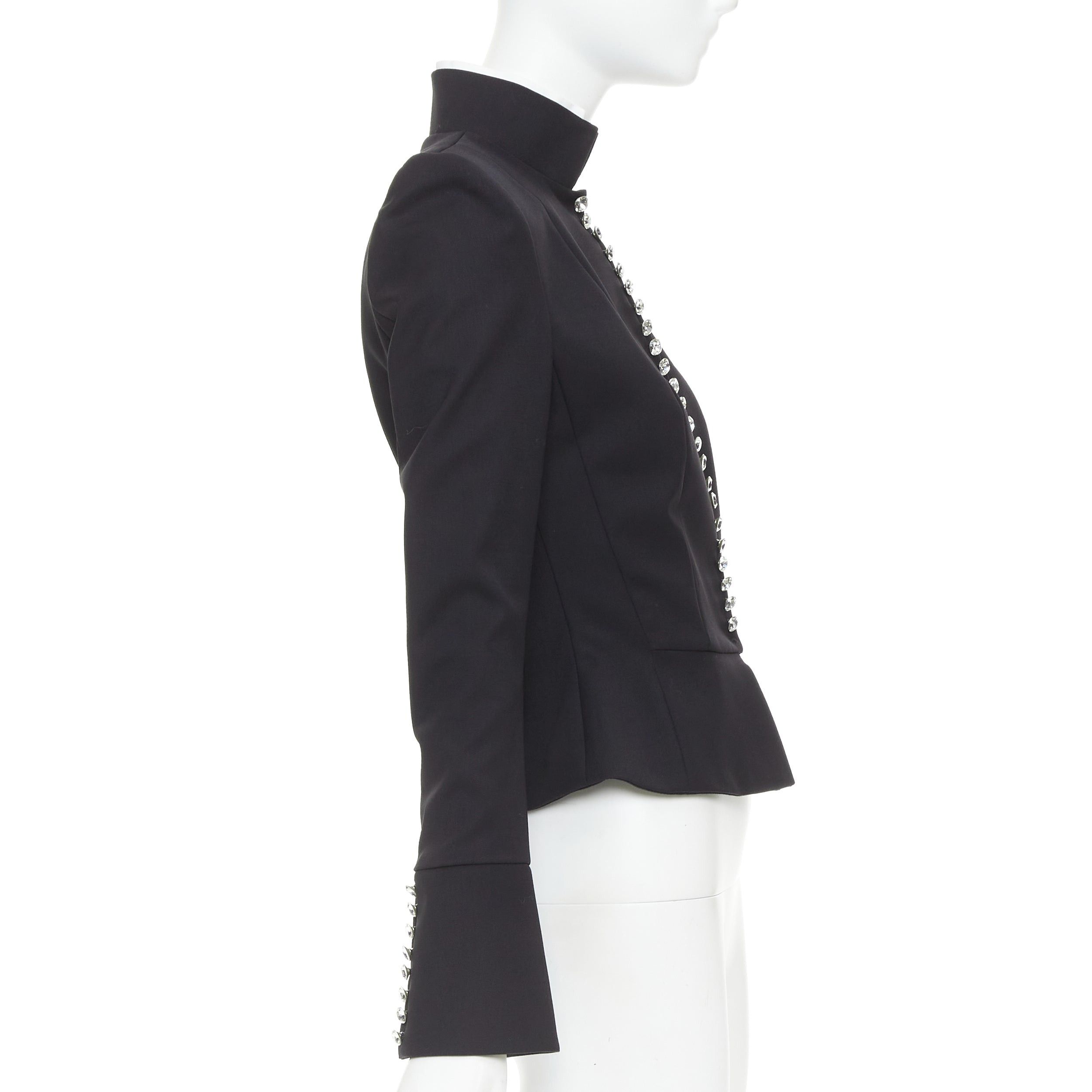 Alexandre Vauthier ALEXANDRE VAUTHIER COUTURE AW2018 Runway black twill crystal button cropped officer jacket FR36 S Size S / US 4 / IT 40 - 5 Thumbnail
