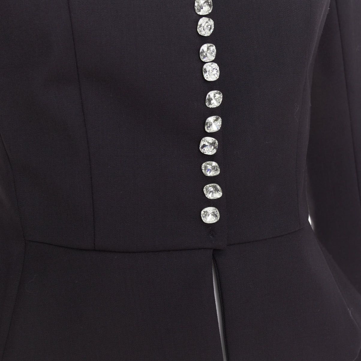 Alexandre Vauthier ALEXANDRE VAUTHIER COUTURE AW2018 Runway black twill crystal button cropped officer jacket FR36 S Size S / US 4 / IT 40 - 9 Thumbnail