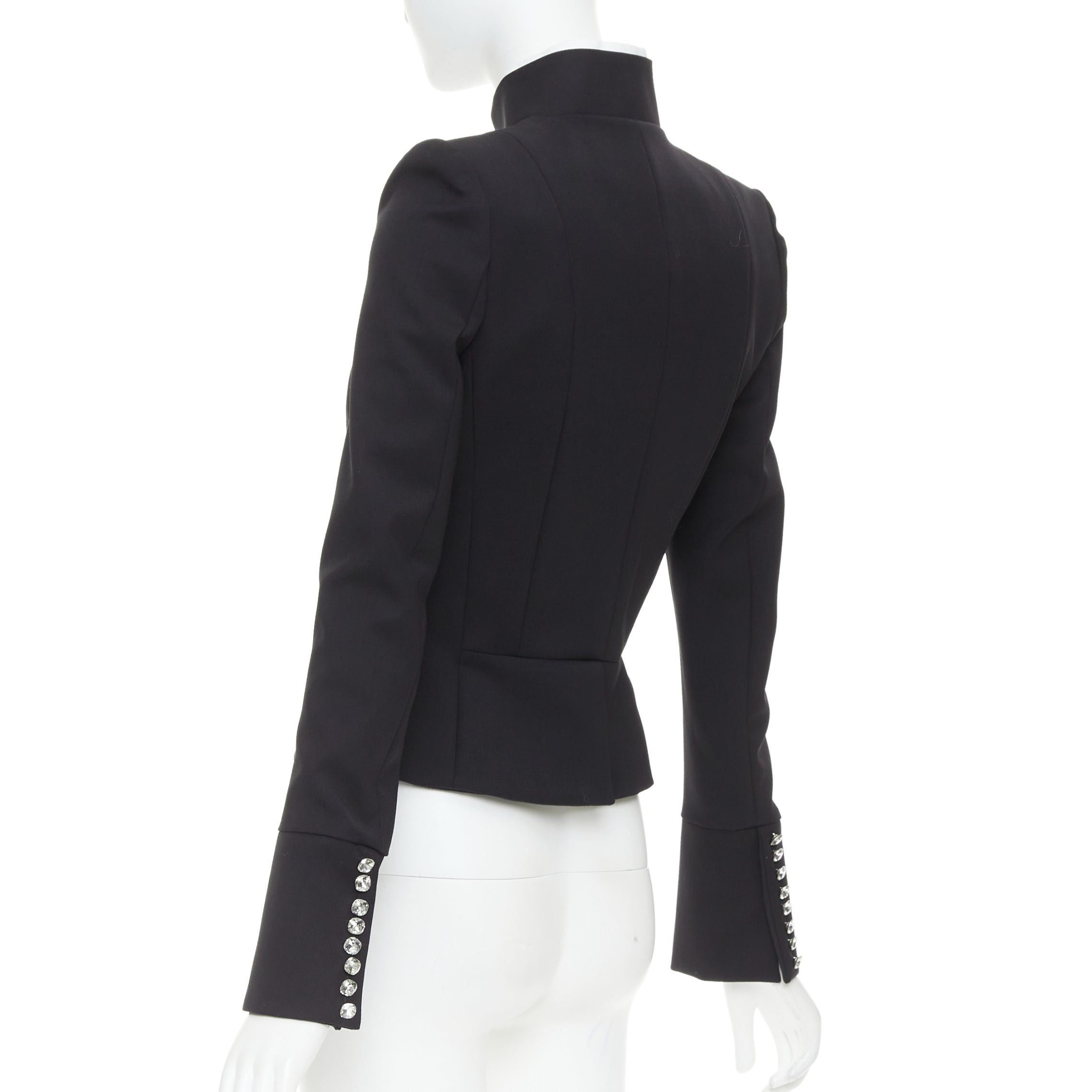 Alexandre Vauthier ALEXANDRE VAUTHIER COUTURE AW2018 Runway black twill crystal button cropped officer jacket FR36 S Size S / US 4 / IT 40 - 7 Thumbnail