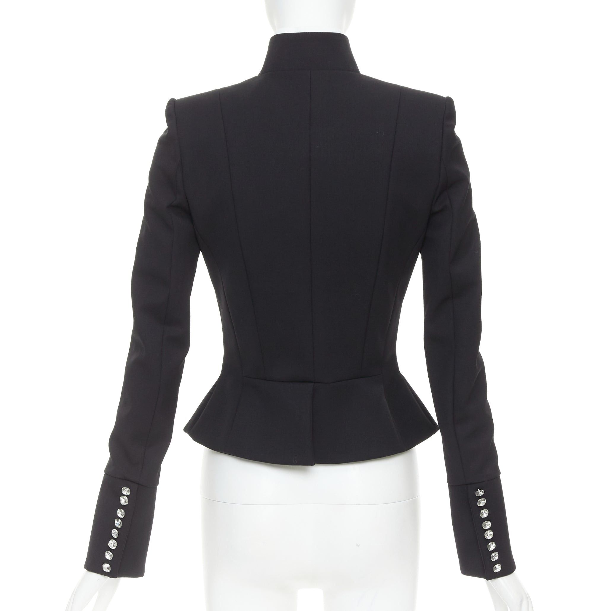 Alexandre Vauthier ALEXANDRE VAUTHIER COUTURE AW2018 Runway black twill crystal button cropped officer jacket FR36 S Size S / US 4 / IT 40 - 6 Thumbnail